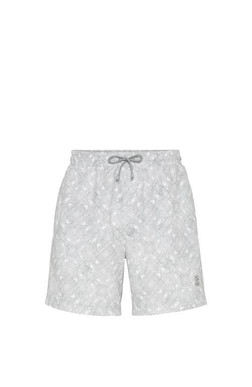 BRUNELLO CUCINELLI Paisley Swim Shorts In White Product Image