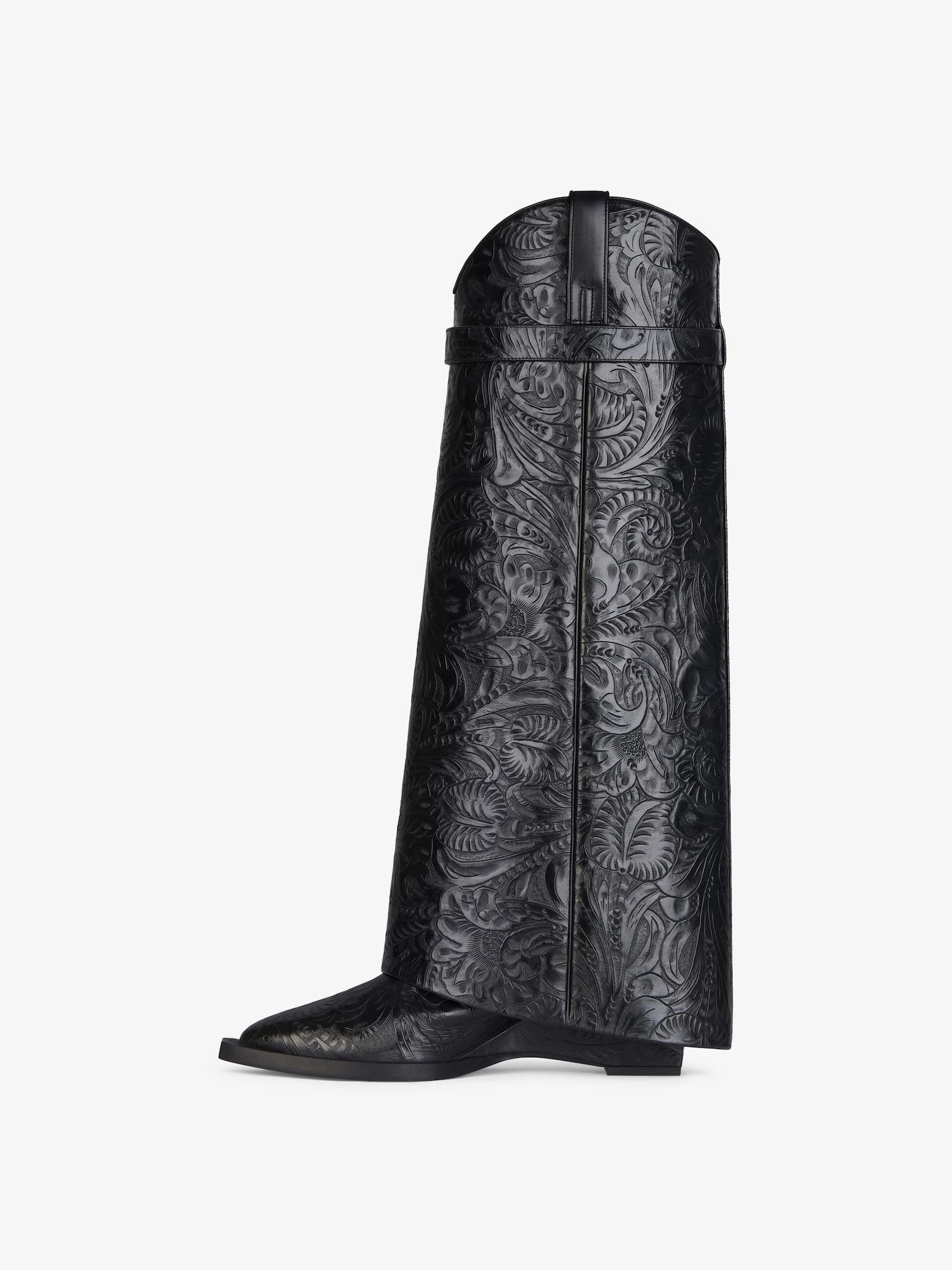 Shark Lock Cowboy boots in leather with western pattern Product Image