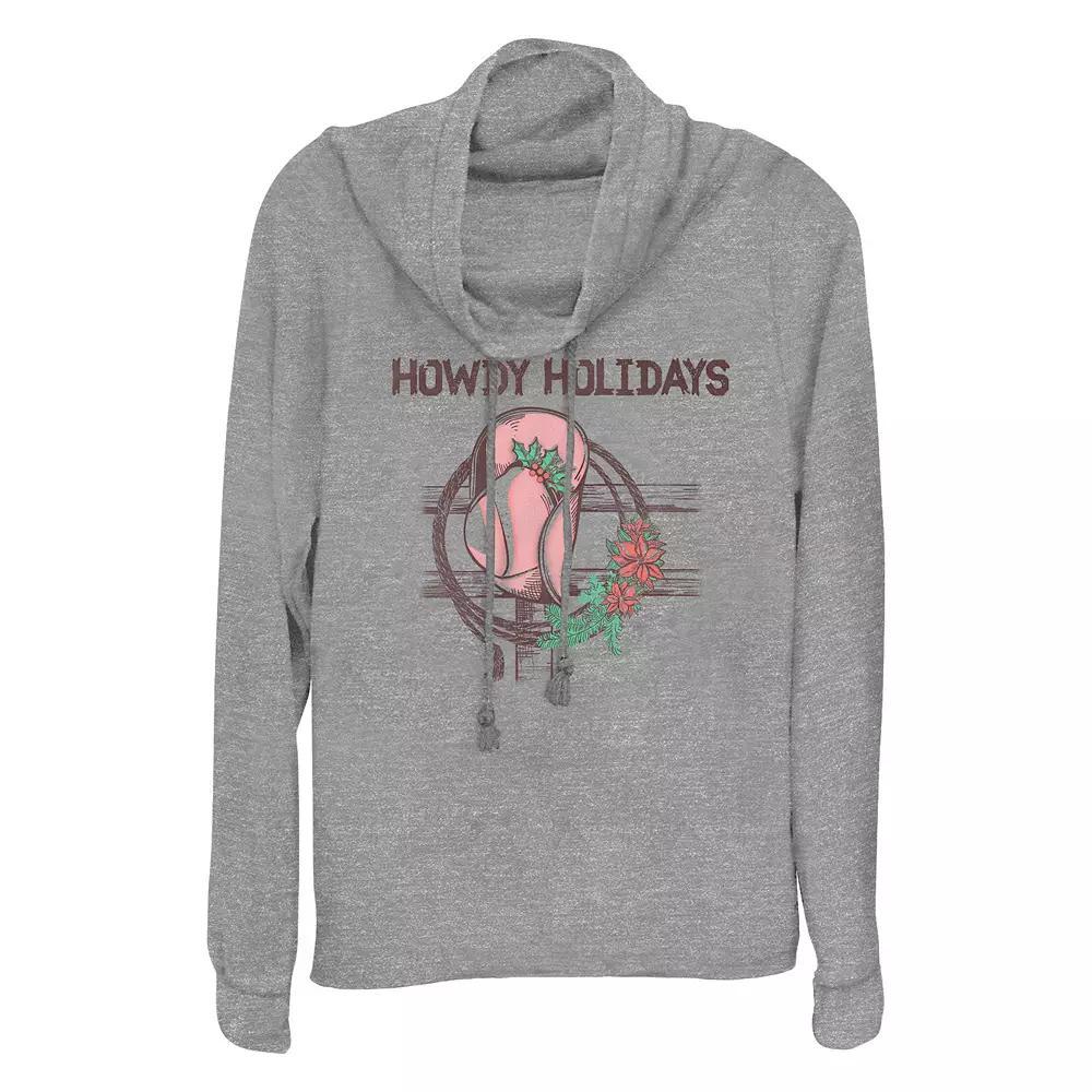 Women's Howdy Holidays Cowgirl Hat Cowlneck Graphic Lightweight Long Sleeve,  Product Image