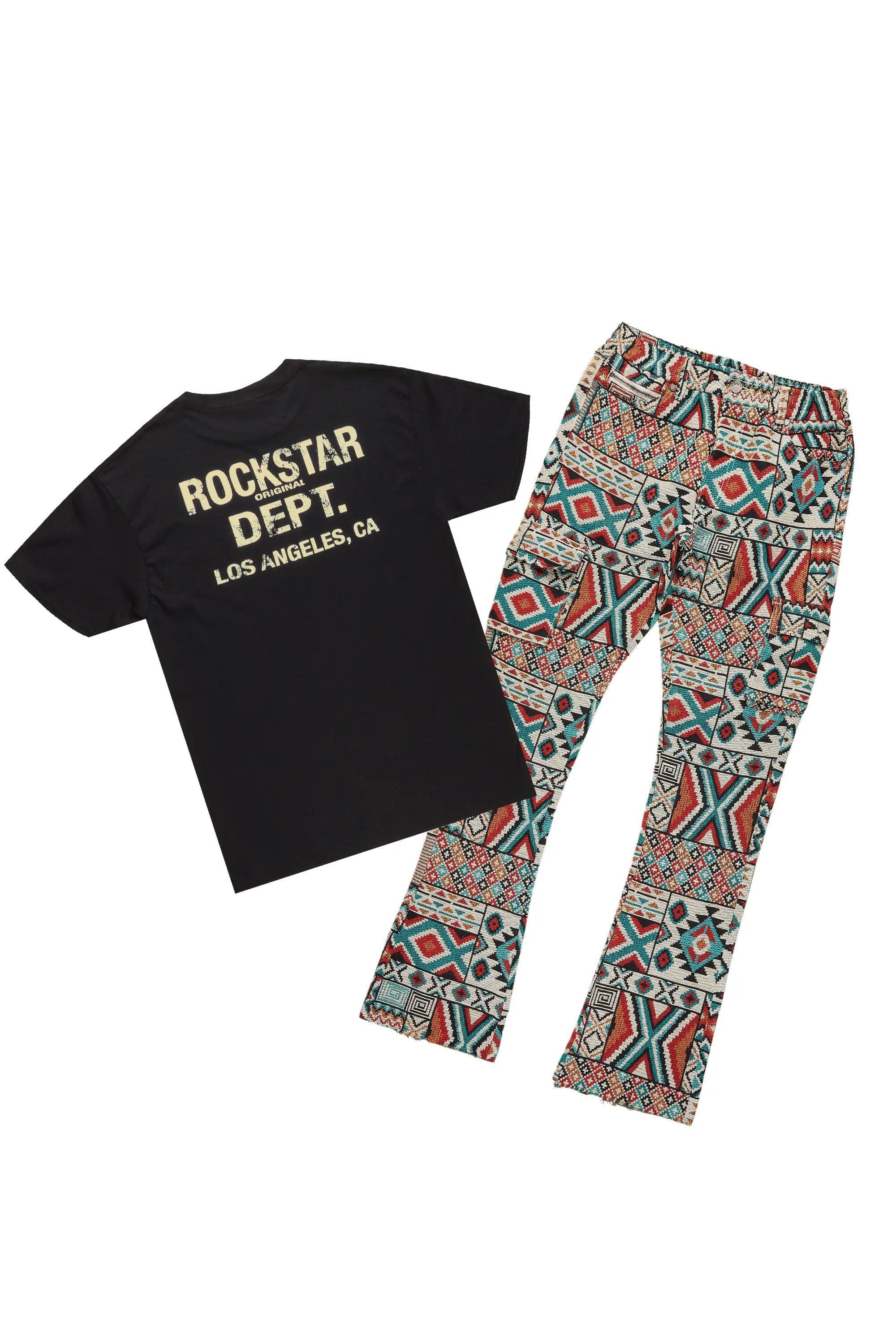 Lake Black T-Shirt & Nard Stacked Flare Tapestry Jean Bundle Male Product Image