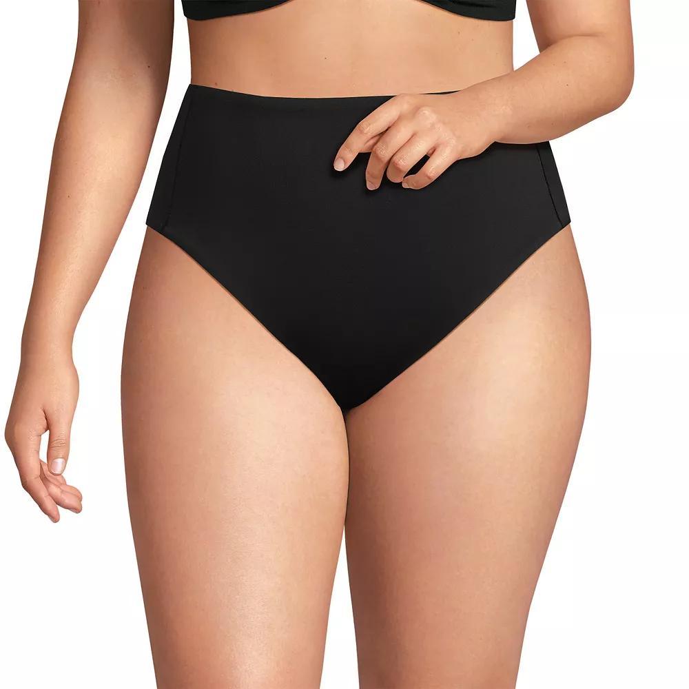 Plus Size Lands' End QuickDry High Waisted High Leg Swim Bottoms, Women's, Size: 20 W, Black Product Image