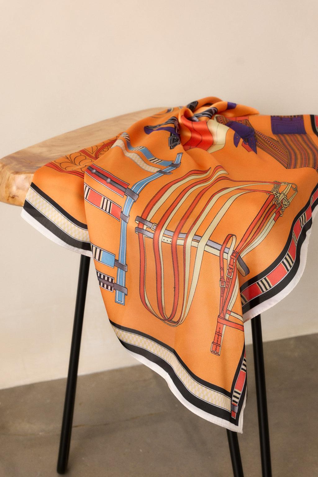 Found My Way Orange Multi Print Scarf Product Image