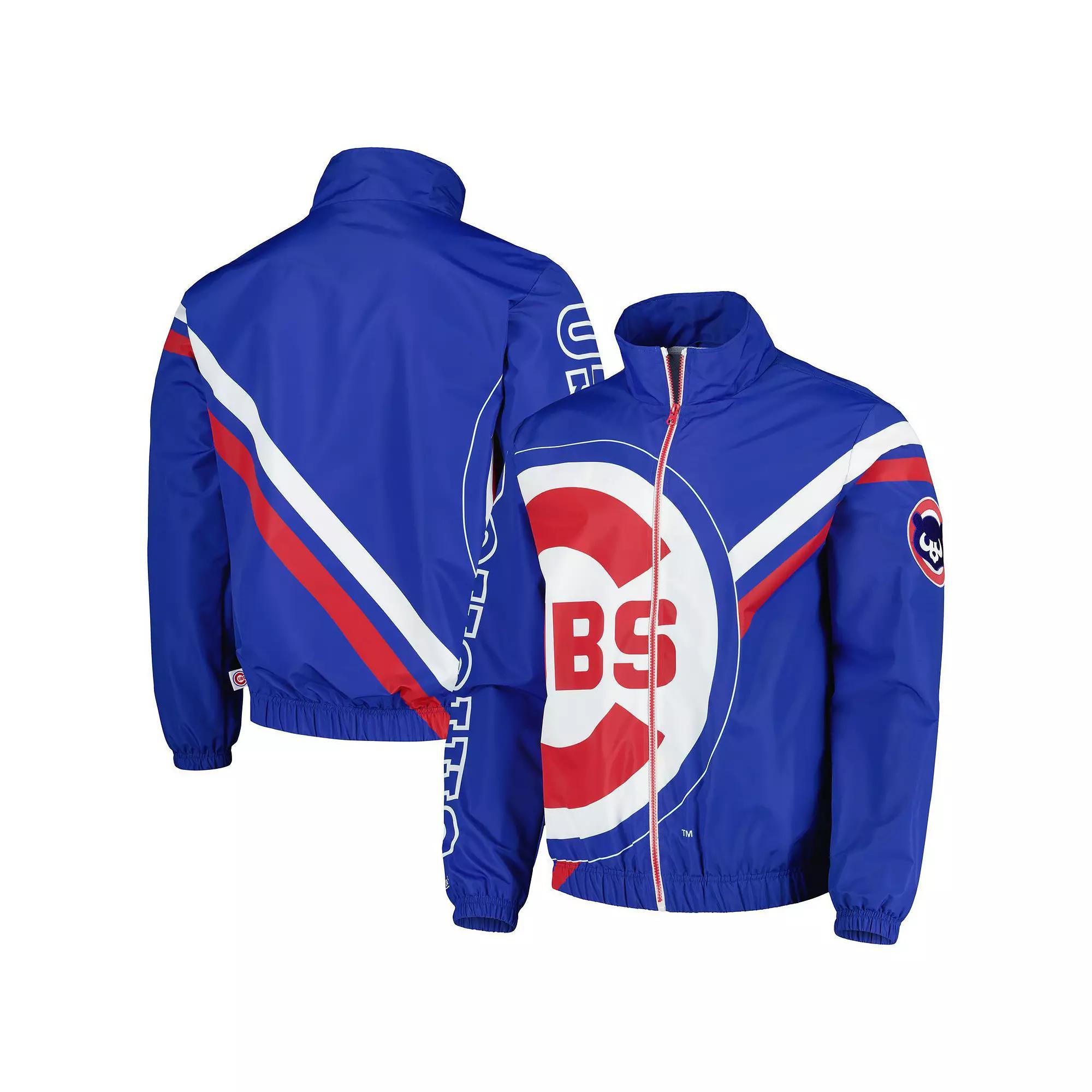 Men's Mitchell & Ness Royal Chicago Cubs Exploded Logo Warm Up Full-Zip Jacket,  Product Image