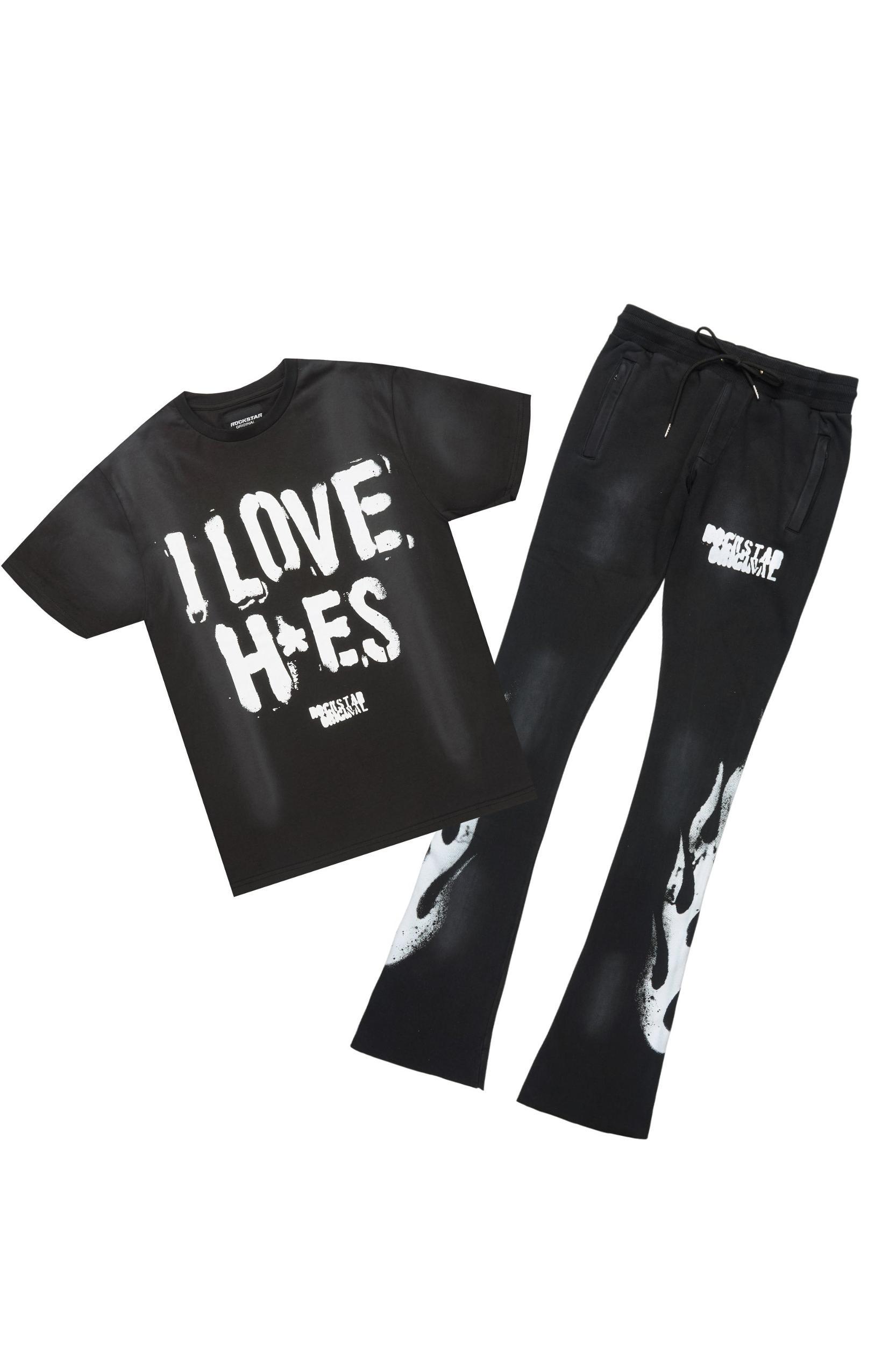 Banyan Black T-Shirt/Stacked Flare Track Set Male Product Image