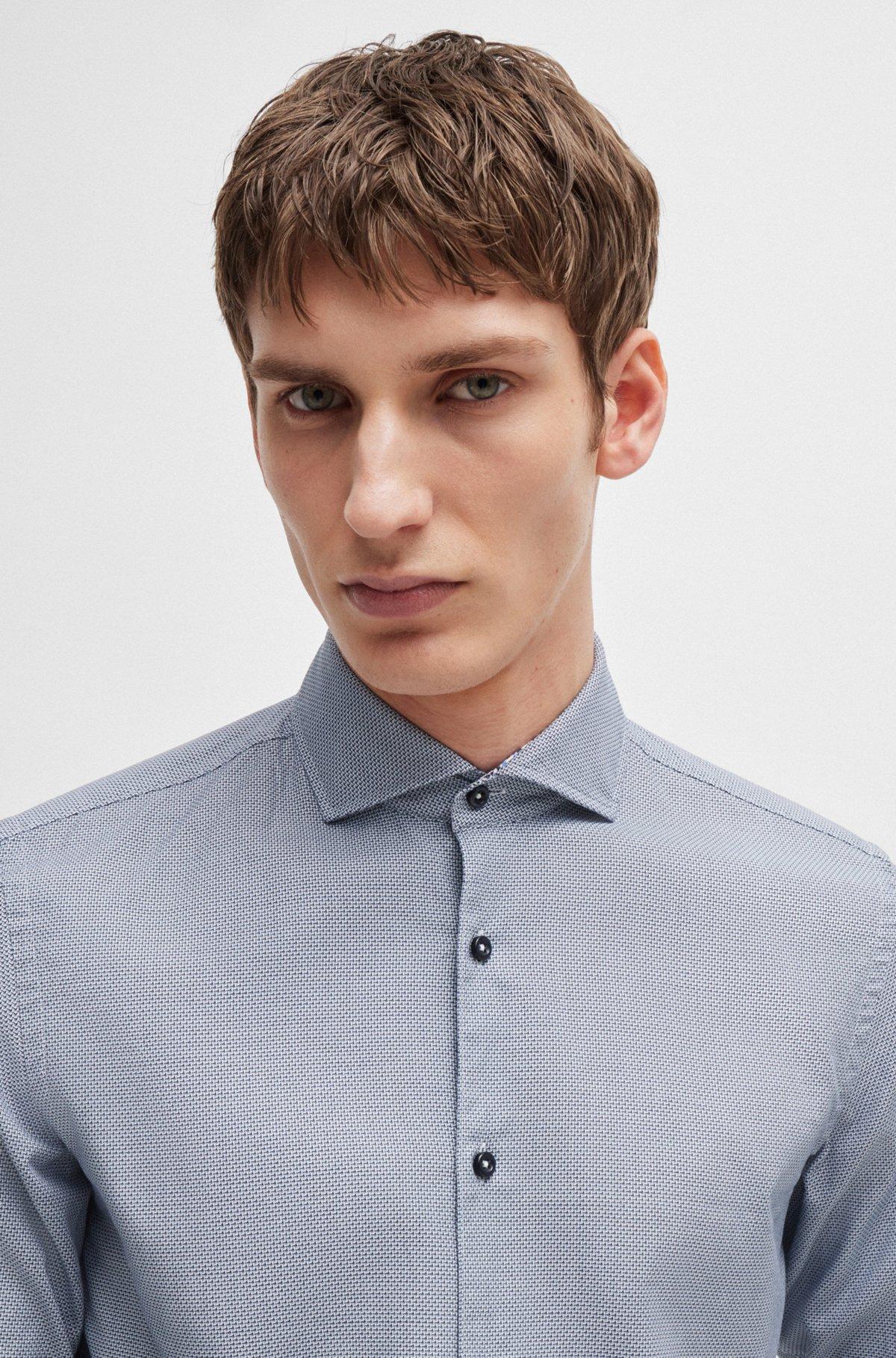 Casual-fit shirt in structured cotton with spread collar Product Image