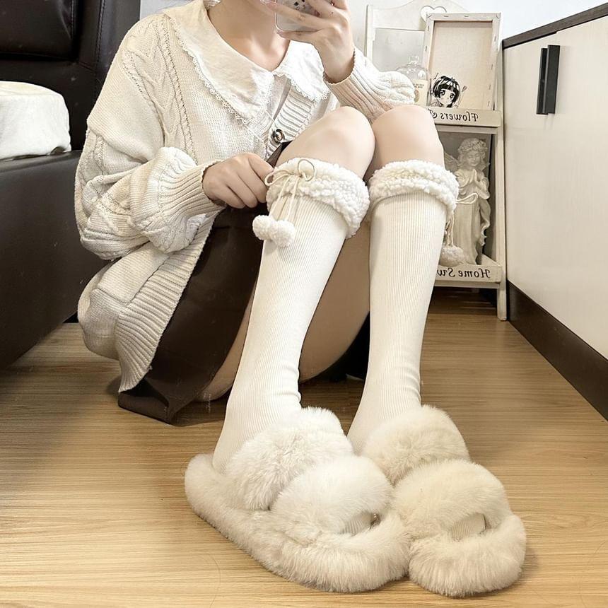 Plain Fluffy Trim Socks Product Image