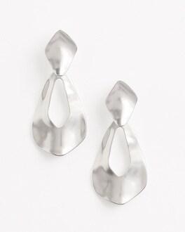 No Droop™ Hammered Silver Tone Teardrop Clip Earrings Product Image