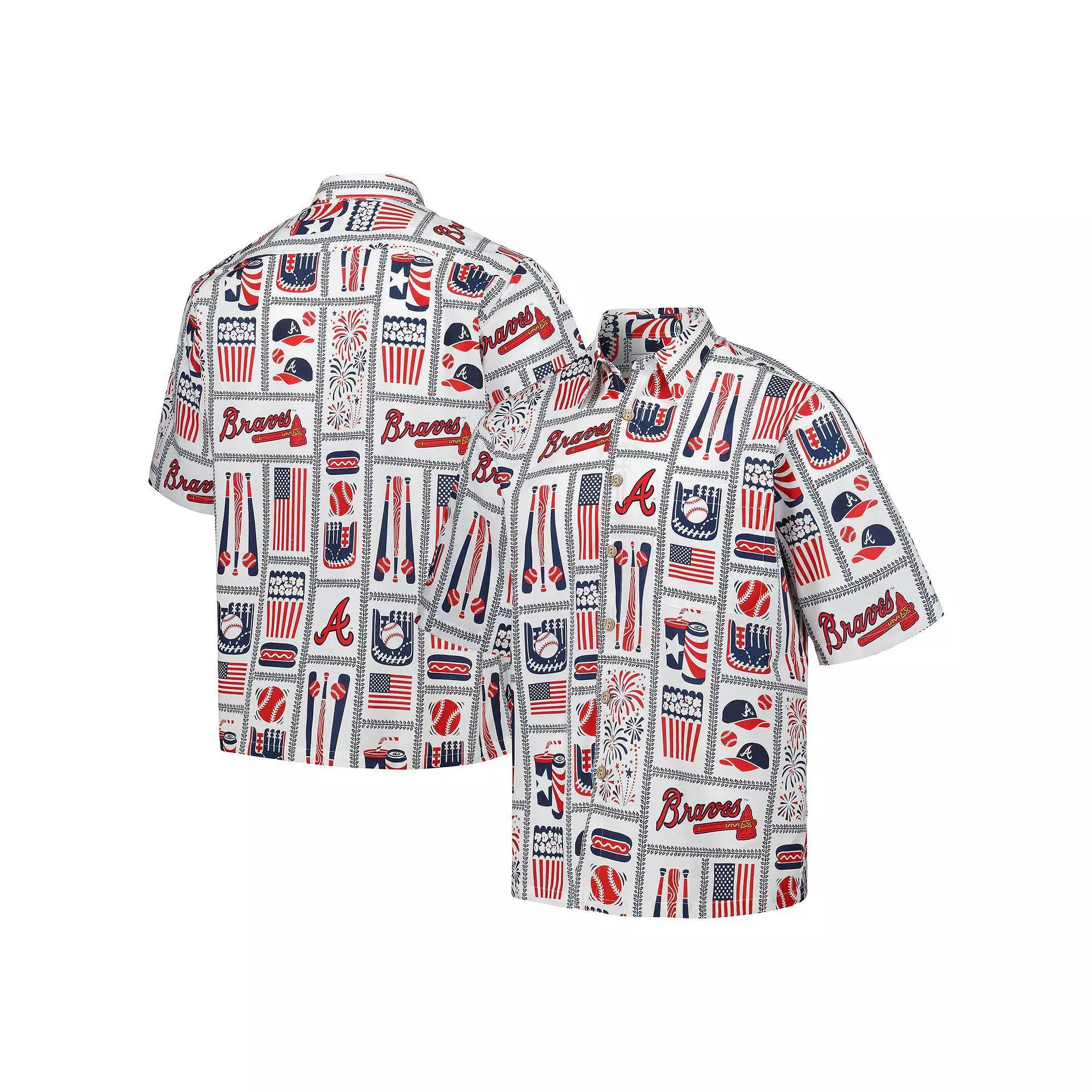 Men's Reyn Spooner White Atlanta Braves Americana Button-Up Shirt,  Product Image