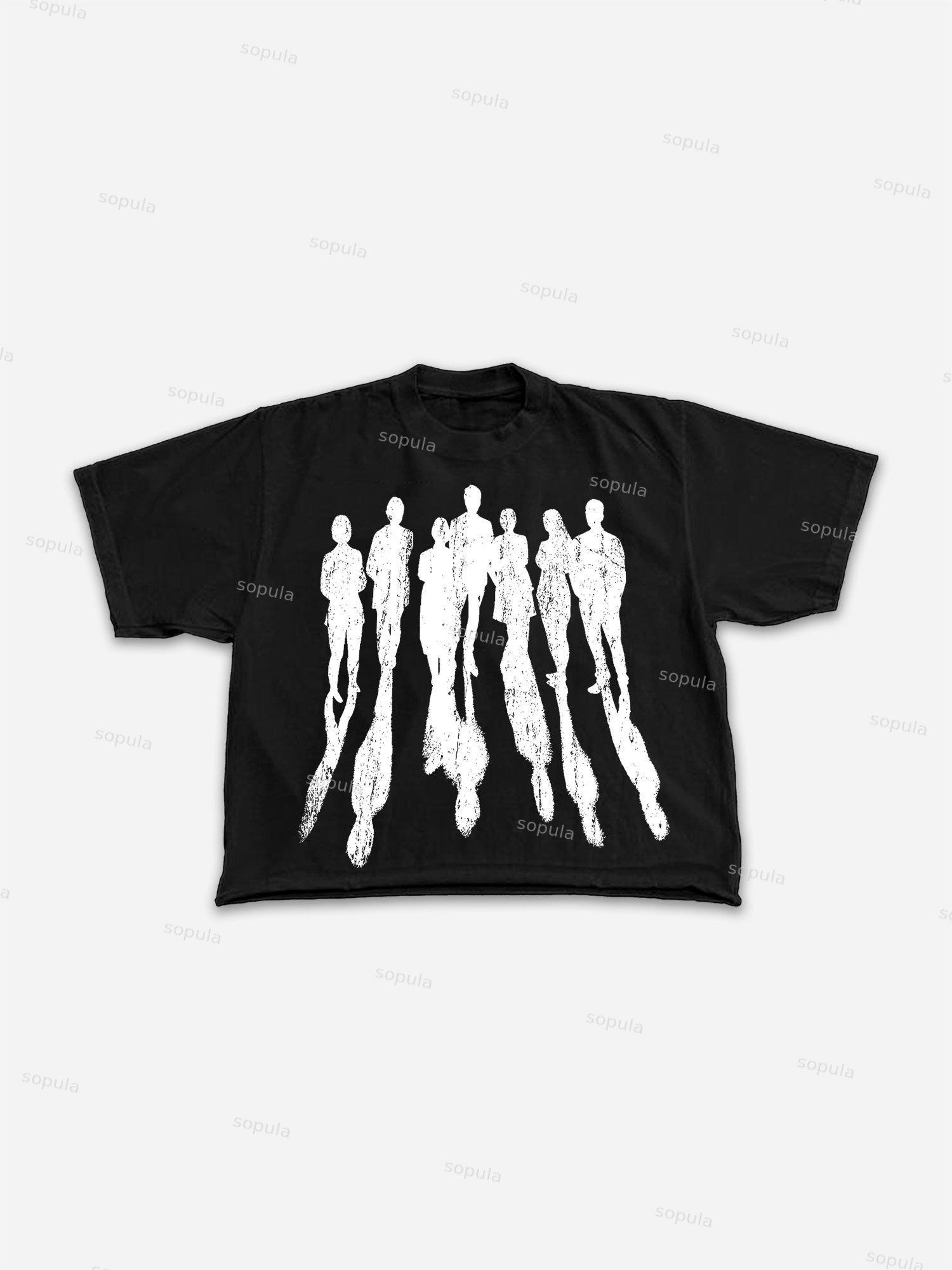 Abstract Portrait Graphic Print Cropped T-shirt Product Image