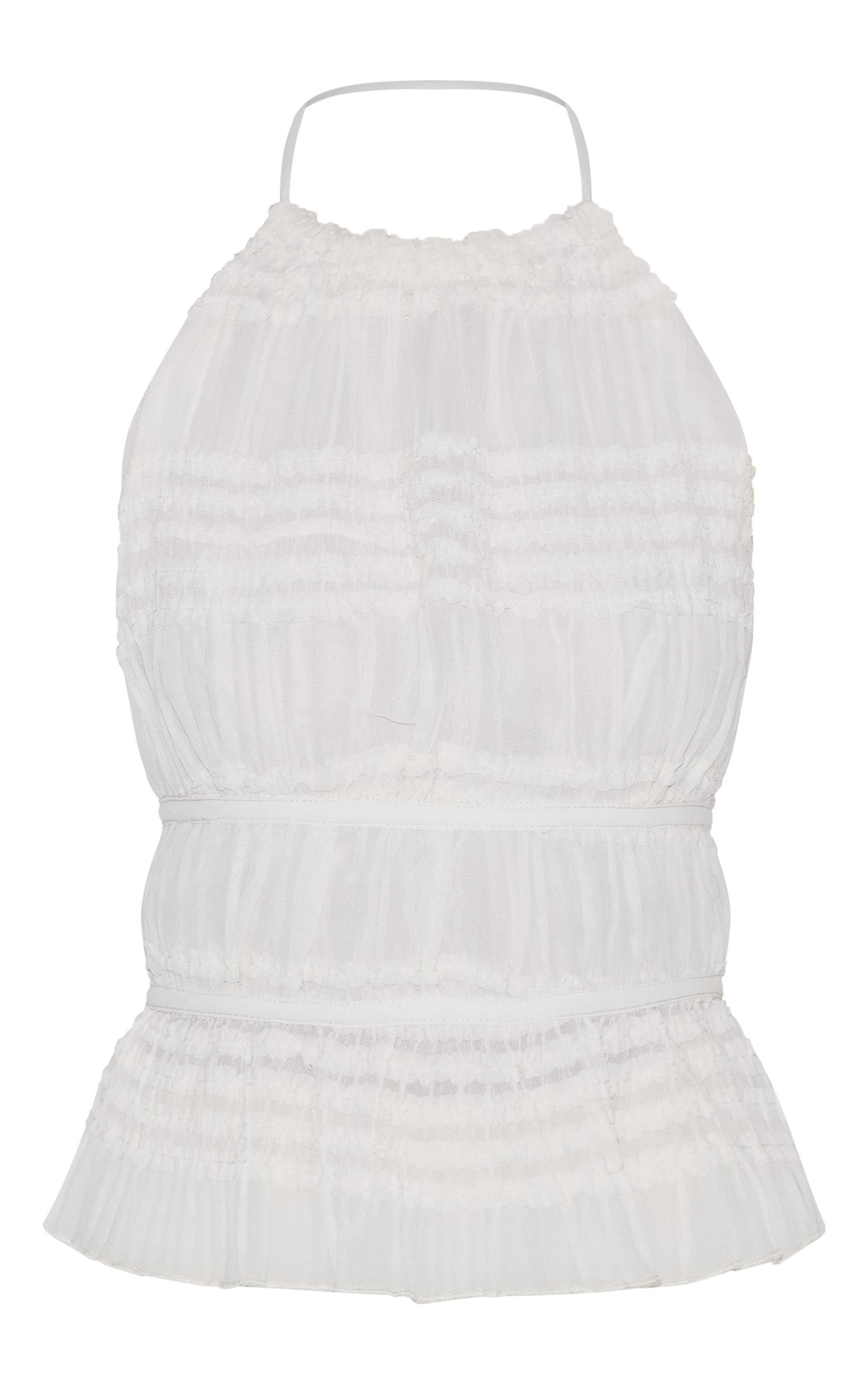 Cream Texture Frill Halter Neck Top Product Image