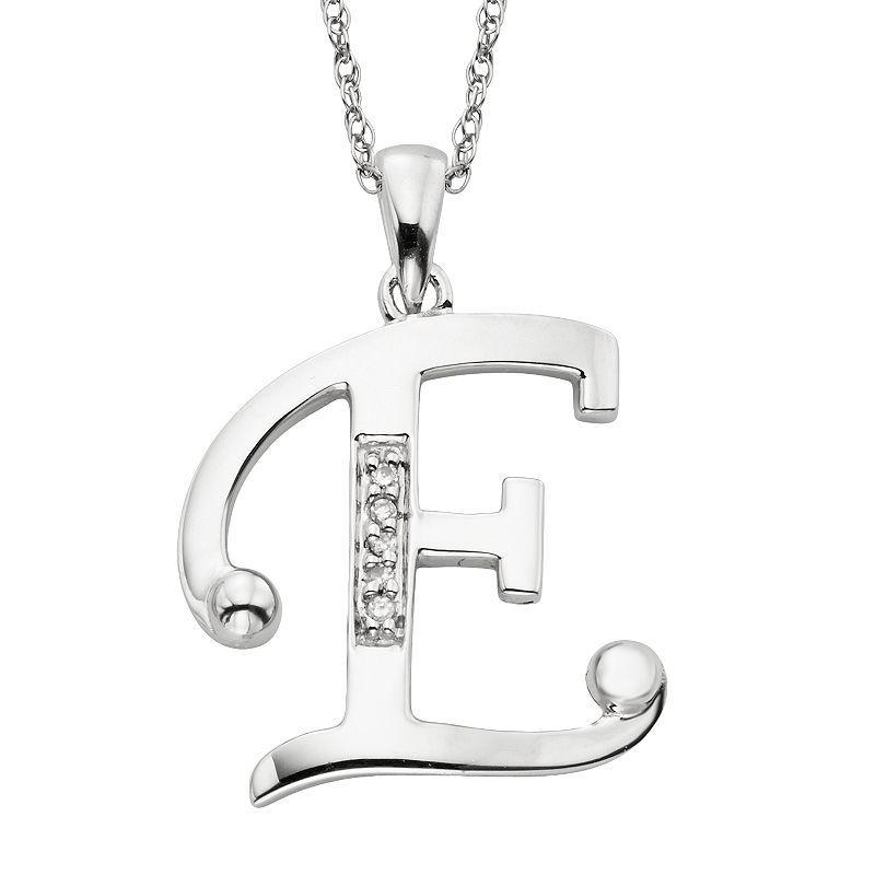 Sterling Silver Diamond Accent Initial Pendant, Womens Product Image