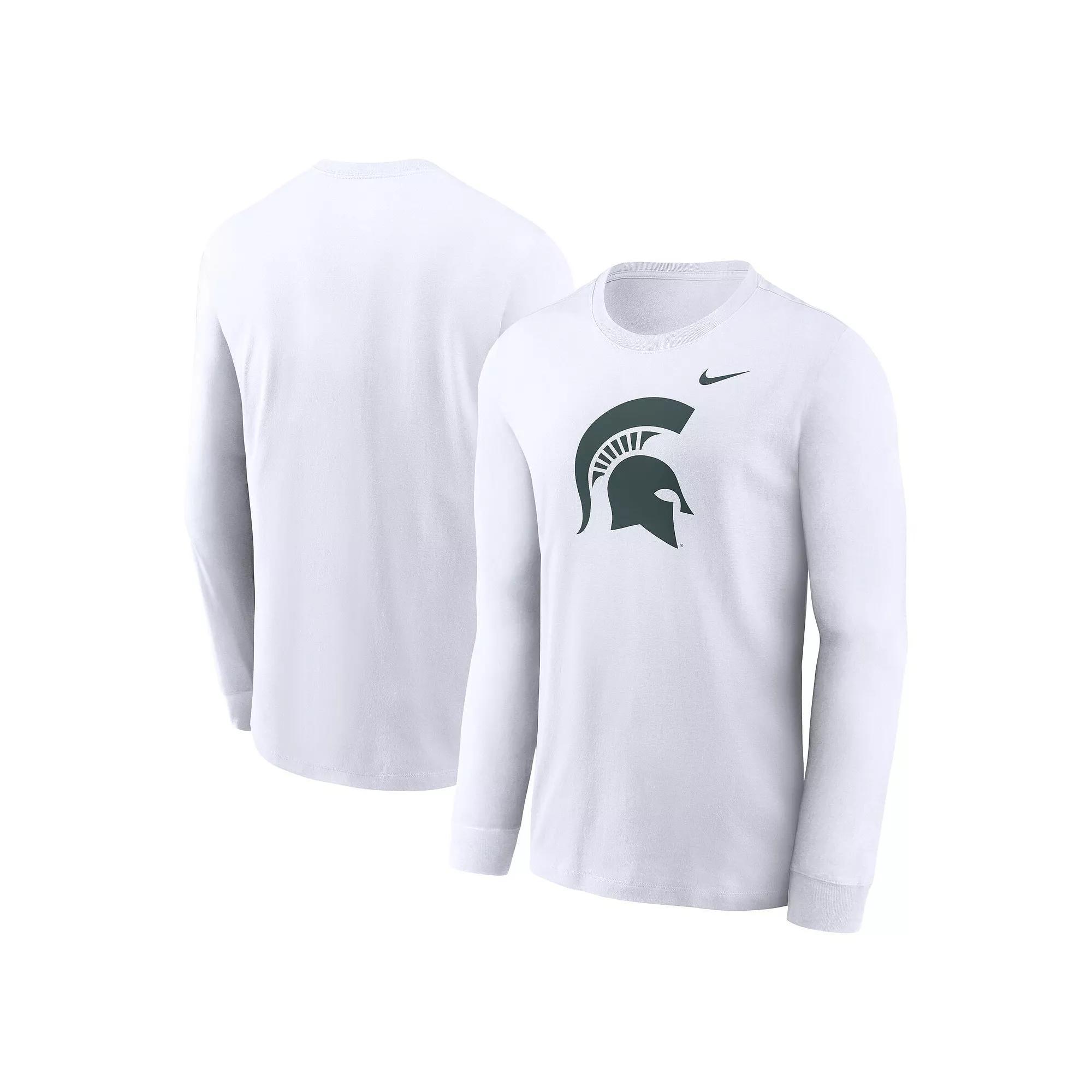 Men's Nike White Michigan State Spartans Primary Logo Long Sleeve T-Shirt,  Product Image