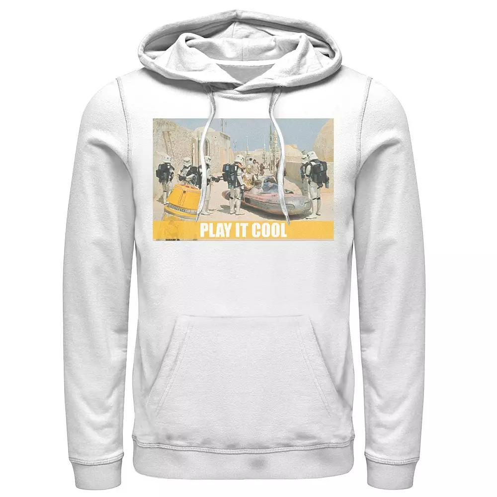 Men's Star Wars Luke, Obi-Wan & C-3PO Play It Cool Meme Hoodie, Size: 3XL, White Product Image