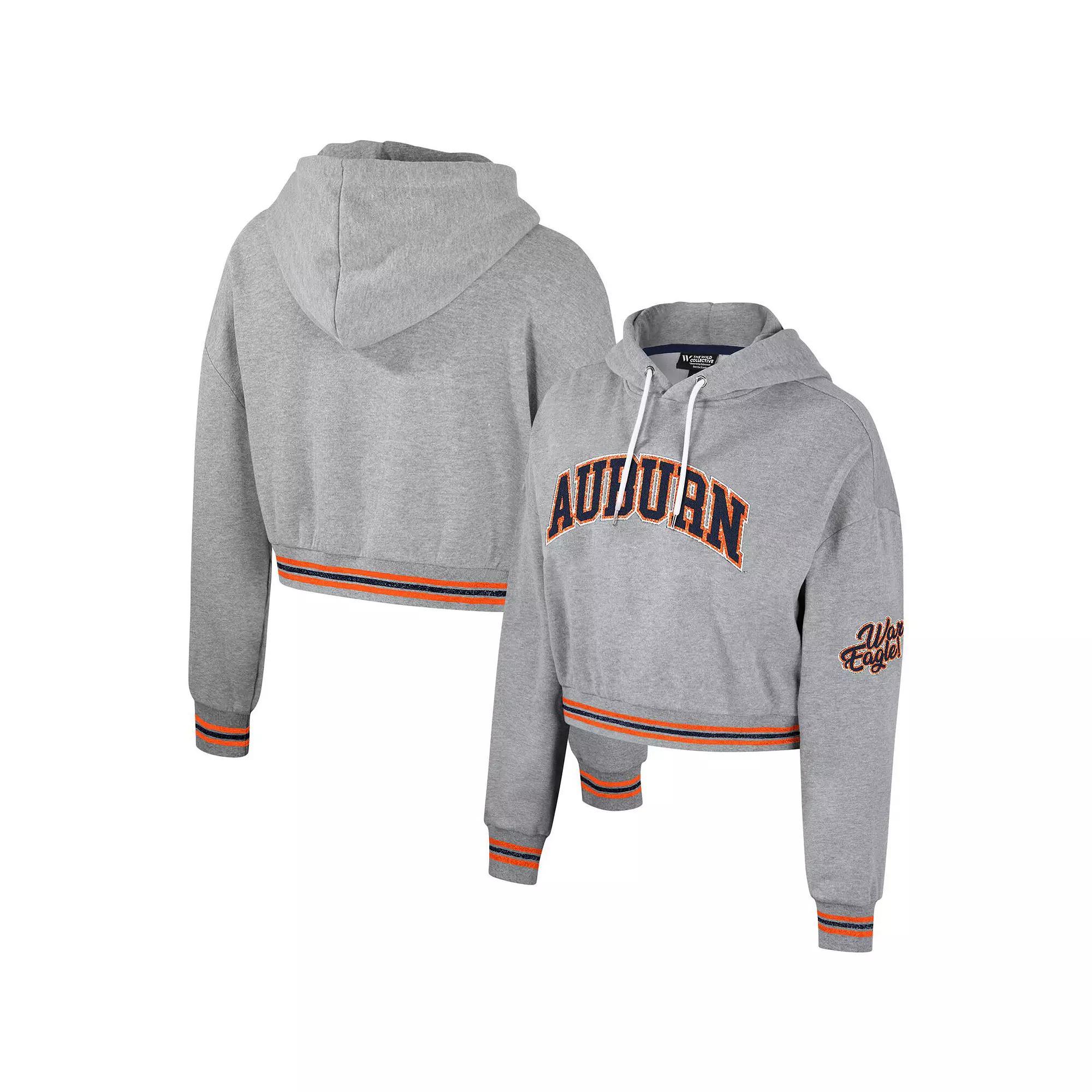 Women's The Wild Collective Heather Gray Florida Gators Cropped Shimmer Pullover Hoodie,  Product Image