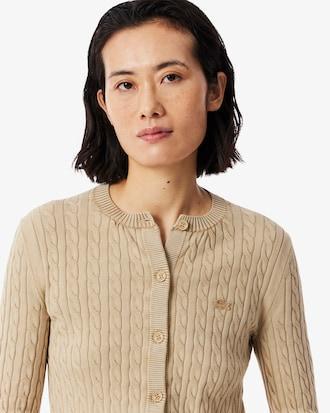 Washed Effect Cable Knit Cardigan Product Image