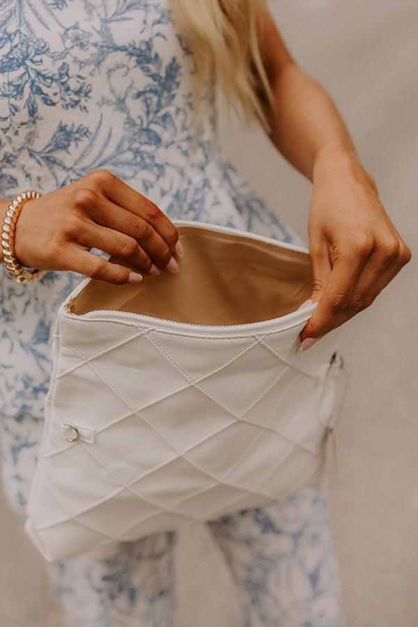 Posh Mode Faux Leather Clutch in Ivory Product Image
