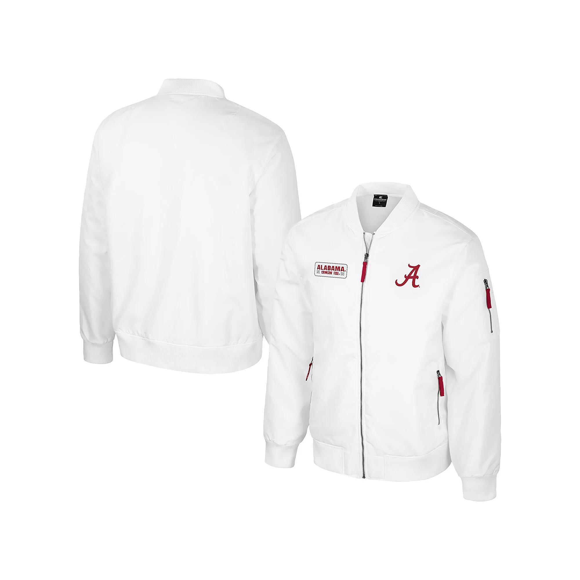 Men's Colosseum Alabama Crimson Tide White Rabbit Full-Zip Bomber Jacket, Size: Large Product Image