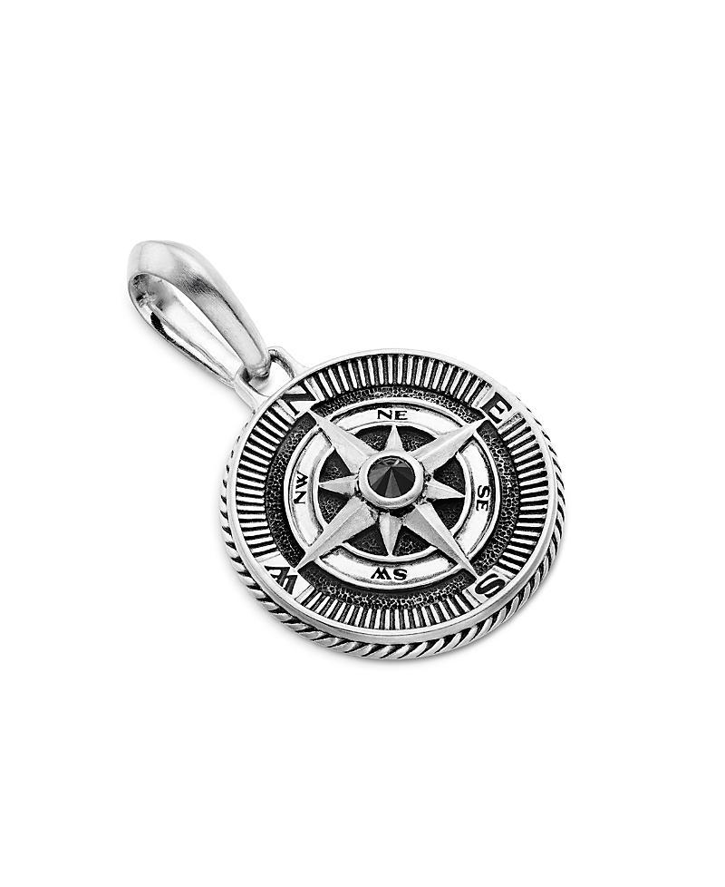 Mens Maritime Compass Pendant with Diamonds in Silver, 29.5mm Product Image