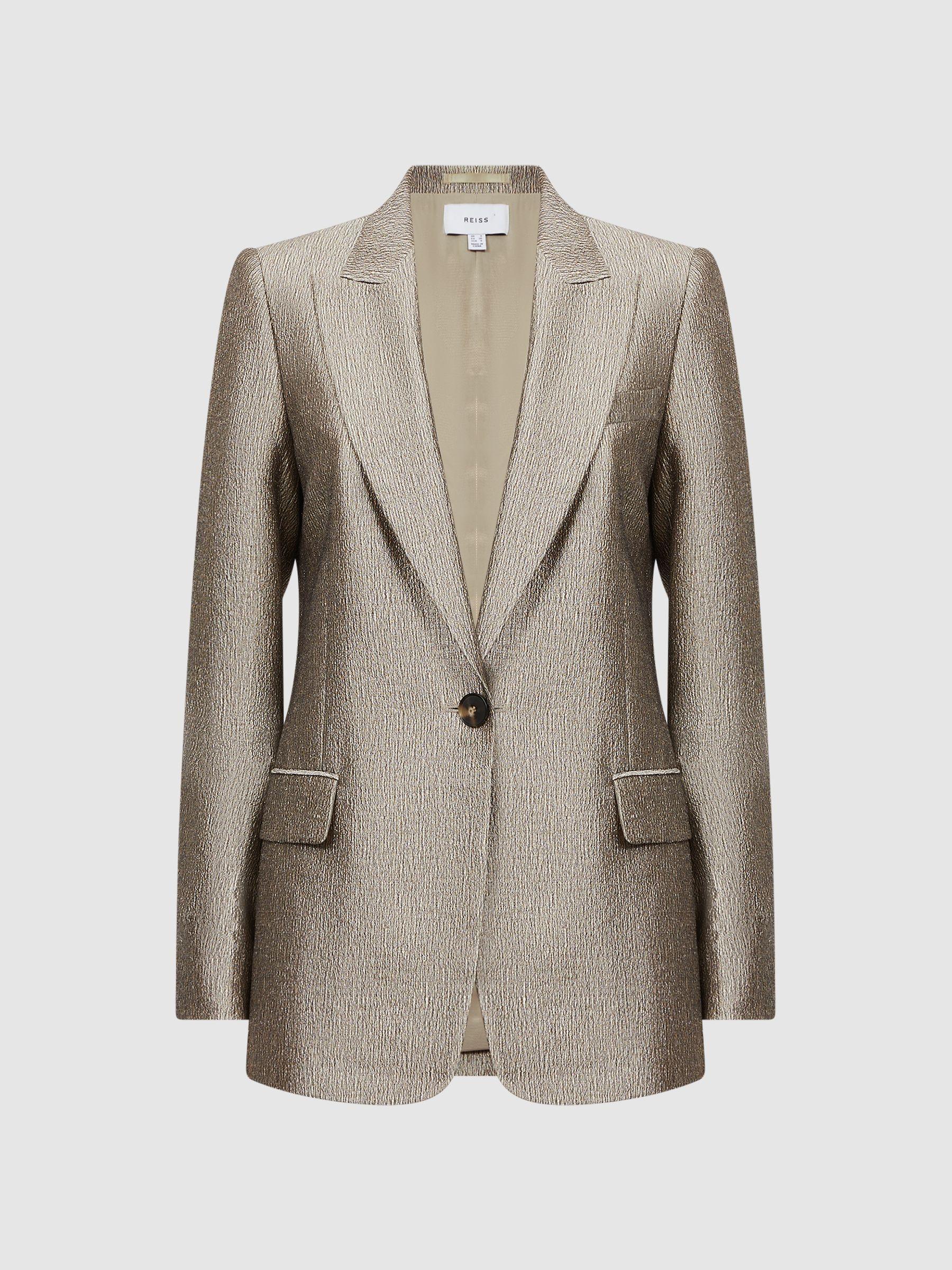 Metallic Single Breasted Blazer in Gold Product Image