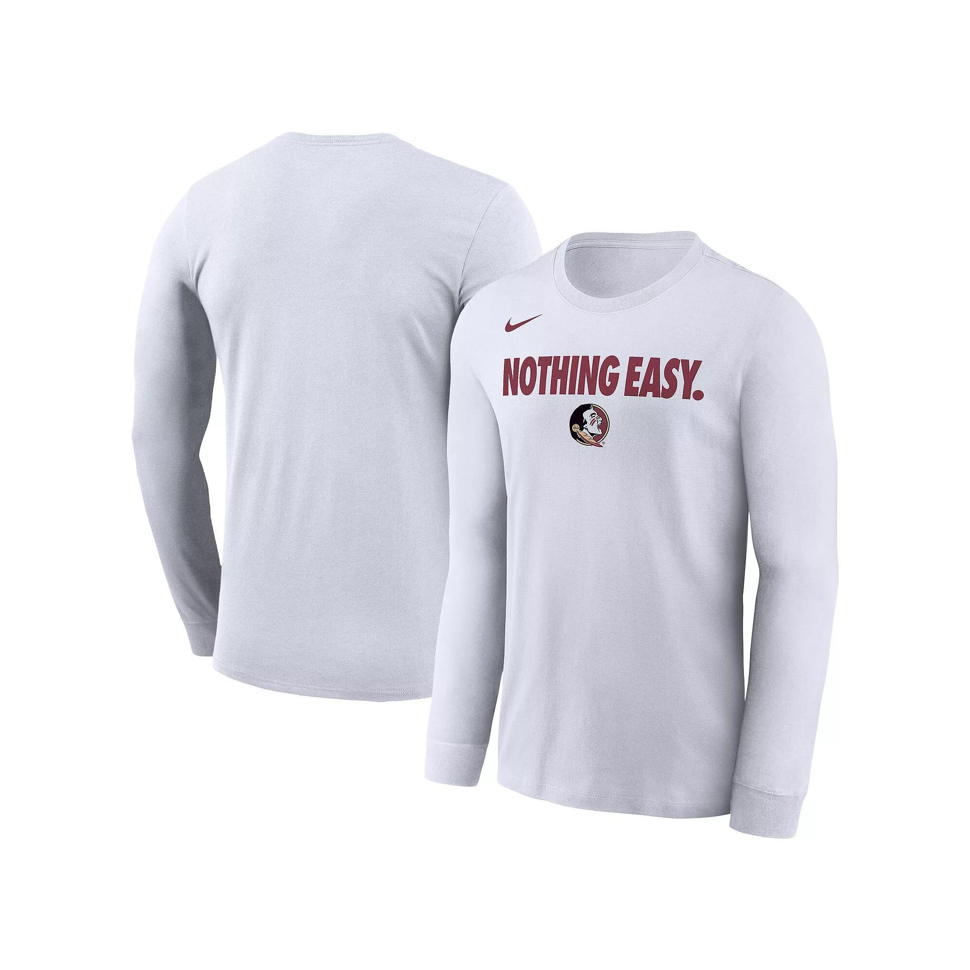 Men's Nike White Florida State Seminoles 2025 On-Court Bench Long Sleeve T-Shirt, Size: Medium Product Image