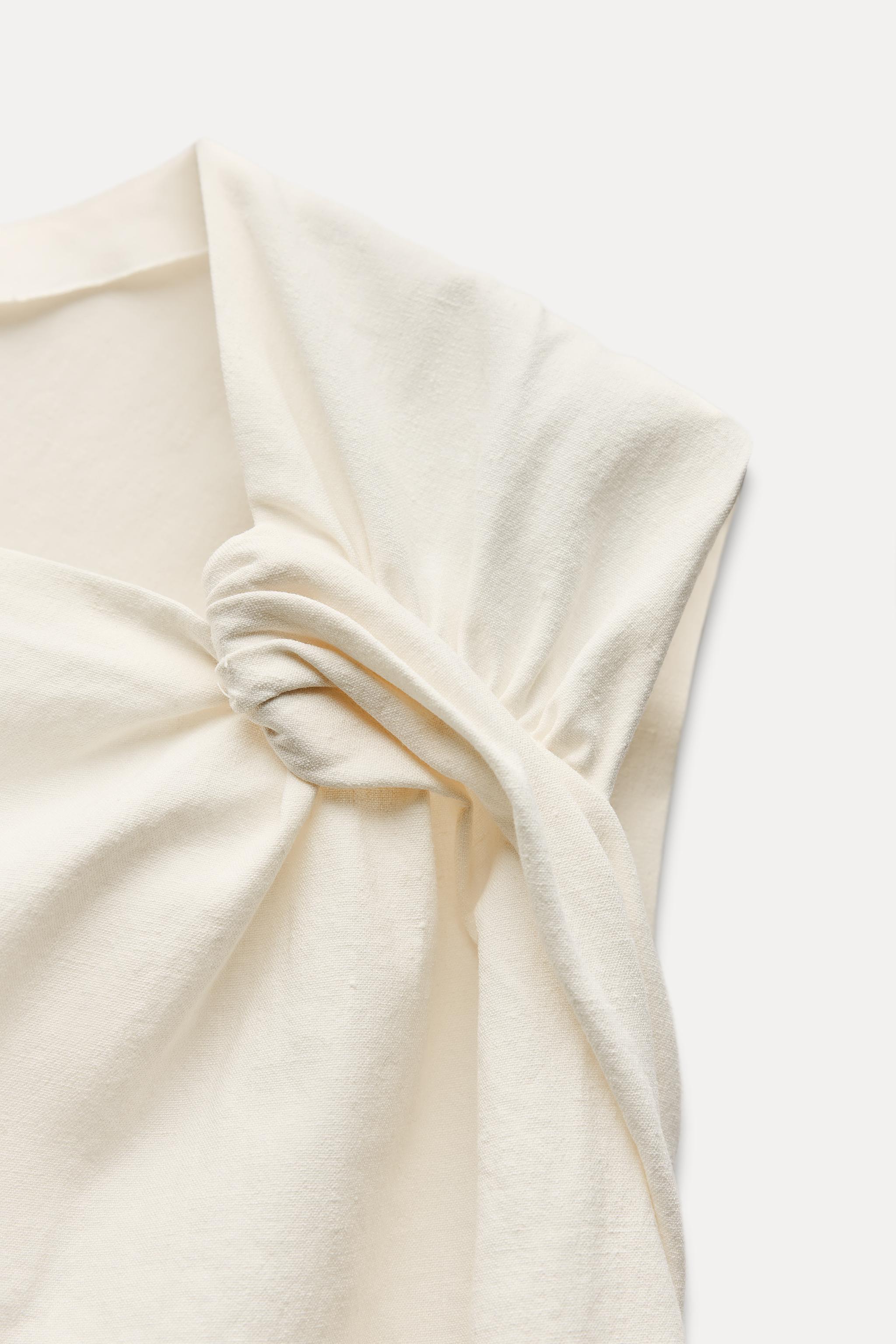 LINEN BLEND KNOTTED DRESS ZW COLLECTION Product Image