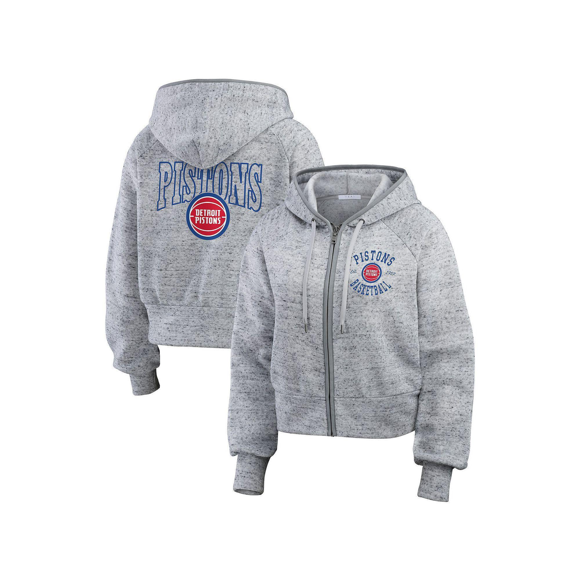 Women's WEAR by Erin Andrews Heather Gray Detroit Pistons Speckled Radiator Full-Zip Hoodie,  Product Image