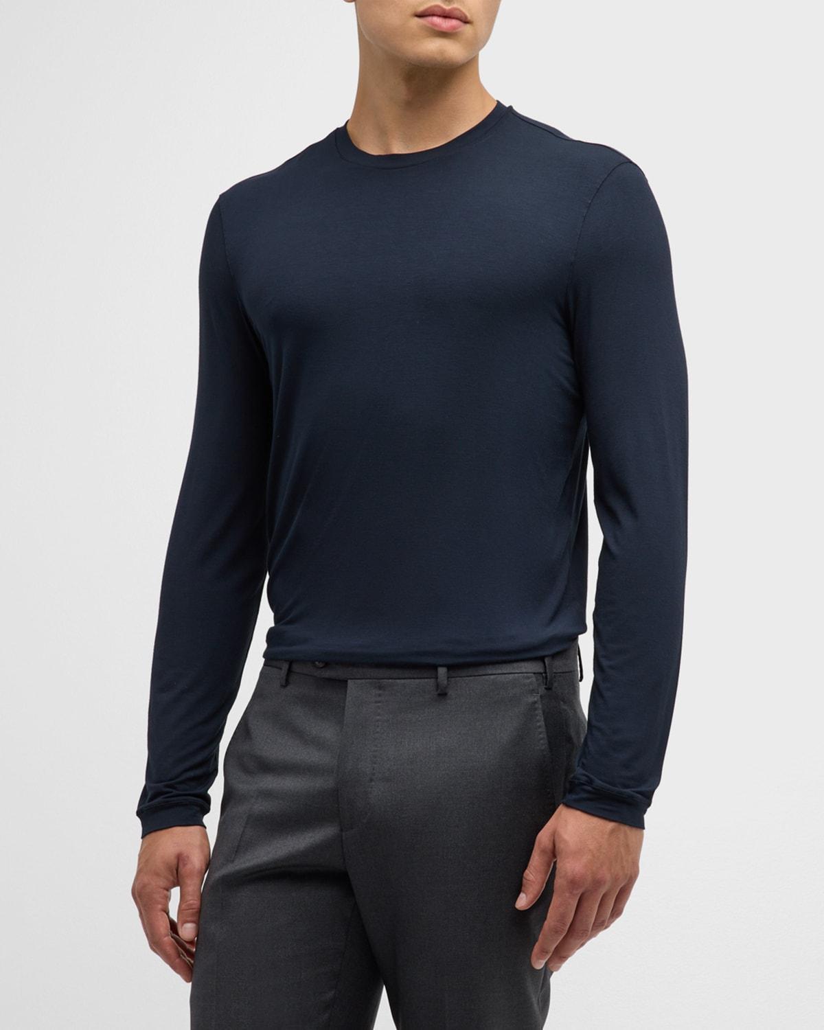 Mens Cotton Long-Sleeve Crewneck T-Shirt Product Image