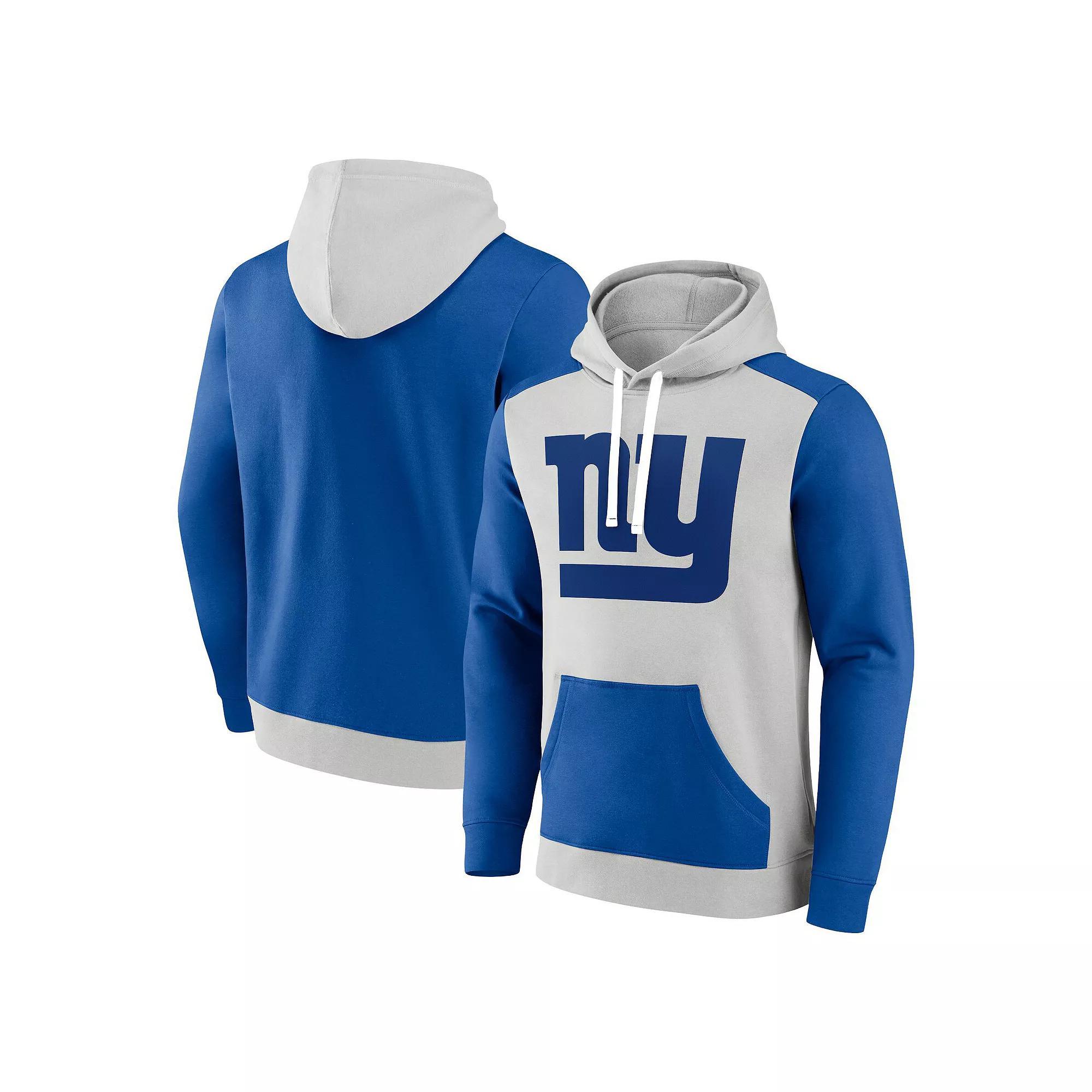 Men's Fanatics Branded Silver/Royal New York Giants Big & Tall Team Fleece Pullover Hoodie,  Product Image