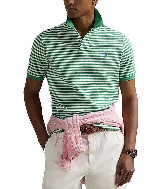 Polo Ralph Lauren Classic Fit Thin Striped Mesh Short Sleeve Polo Shirt Product Image