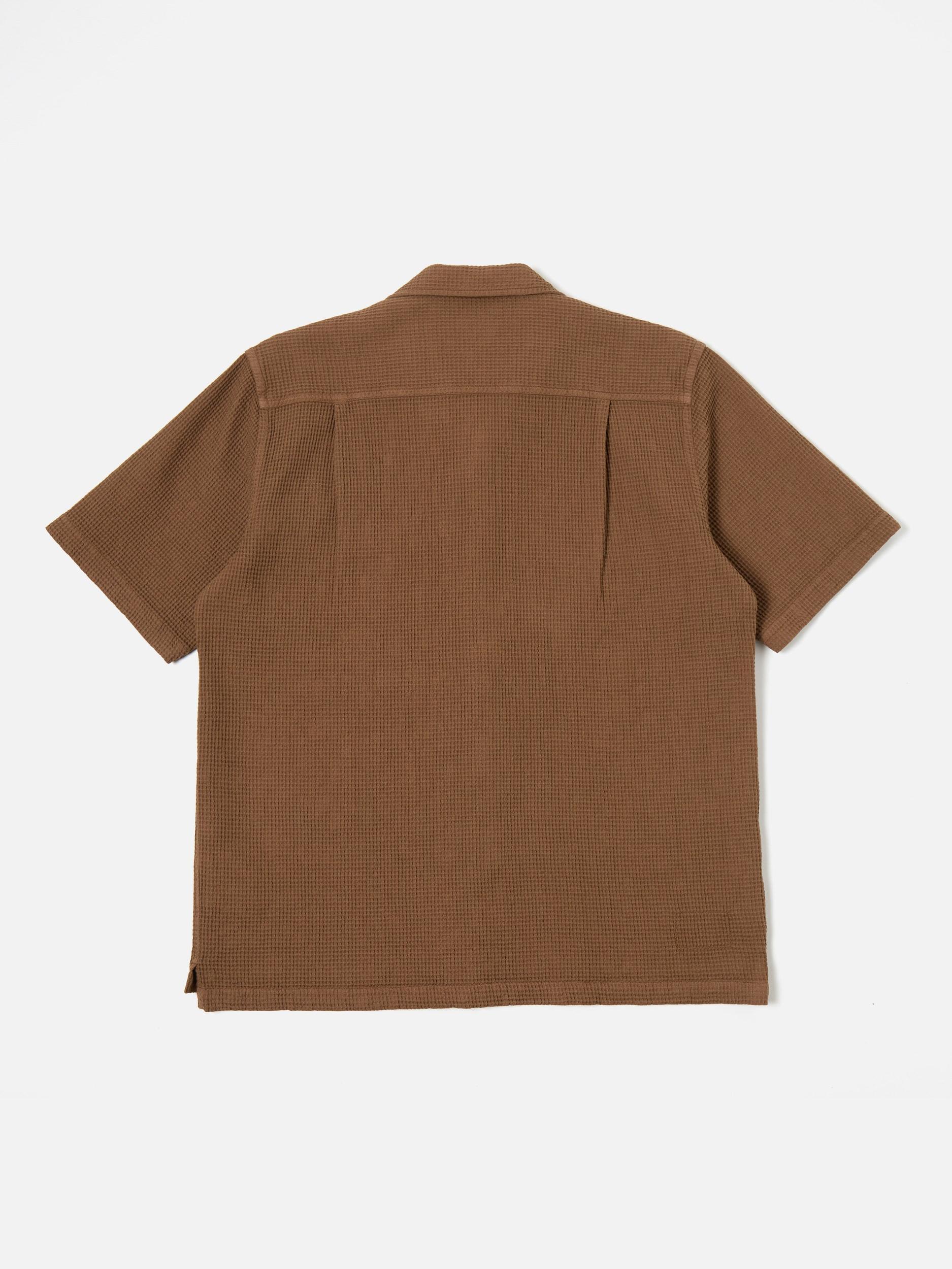Universal Works Camp Shirt in Brown Japanese Waffle Product Image