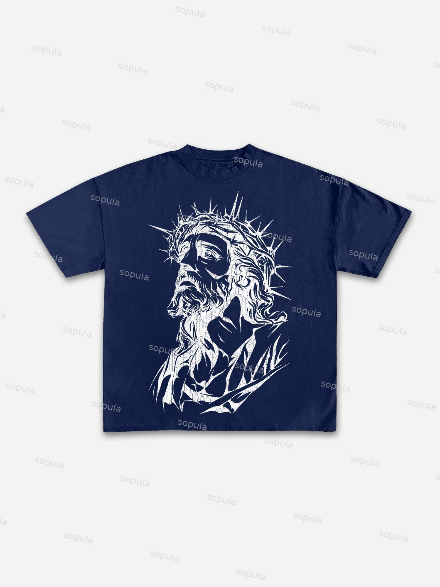 Jesus Graphic Print Cotton T-shirt Product Image