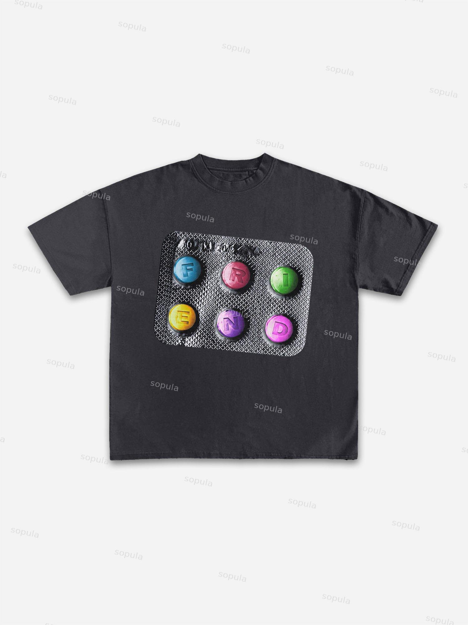 Small Pills Graphic Cotton T-shirt Product Image