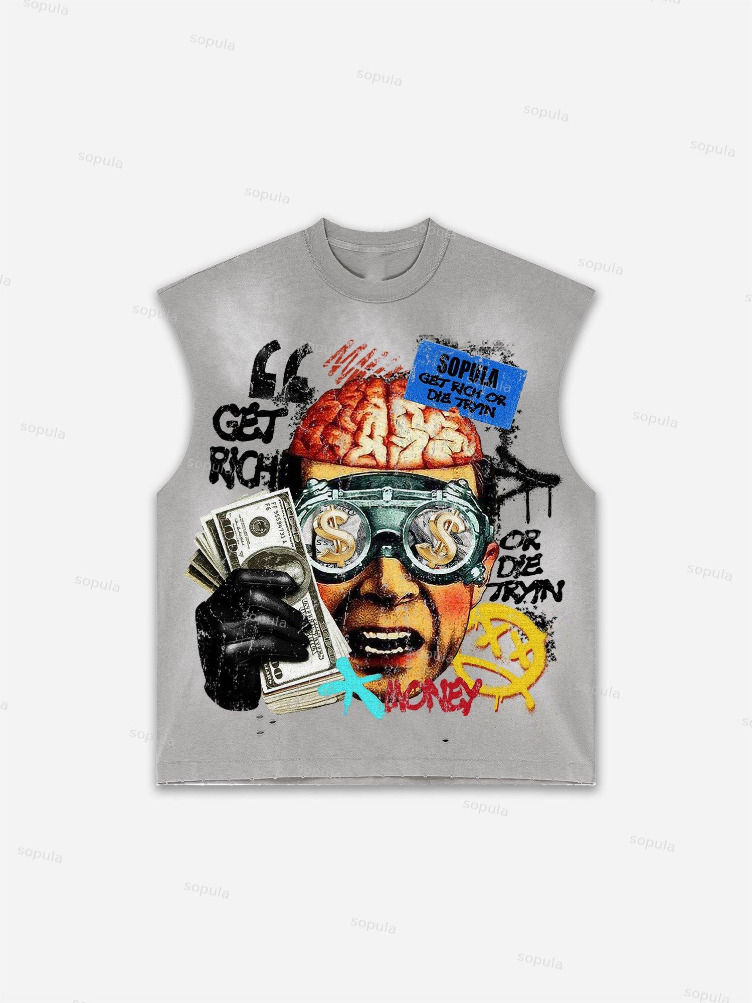 Fly By Choice Print Distressed Tank Top Product Image