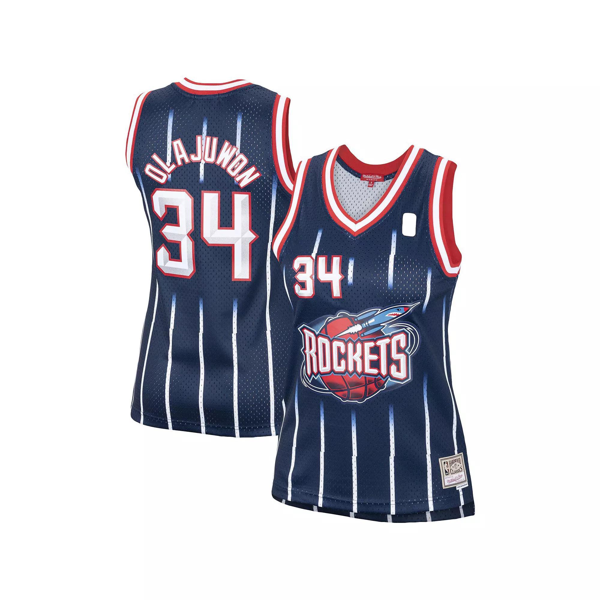 Womens Mitchell & Ness Hakeem Olajuwon Houston Rockets Hardwood Classics Swingman Jersey Blue Product Image