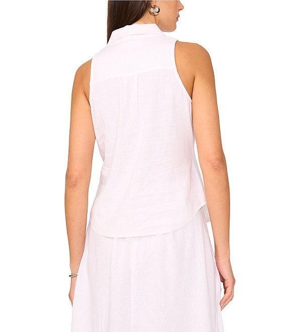 Vince Camuto Point Collar Sleeveless Button Down Blouse Product Image