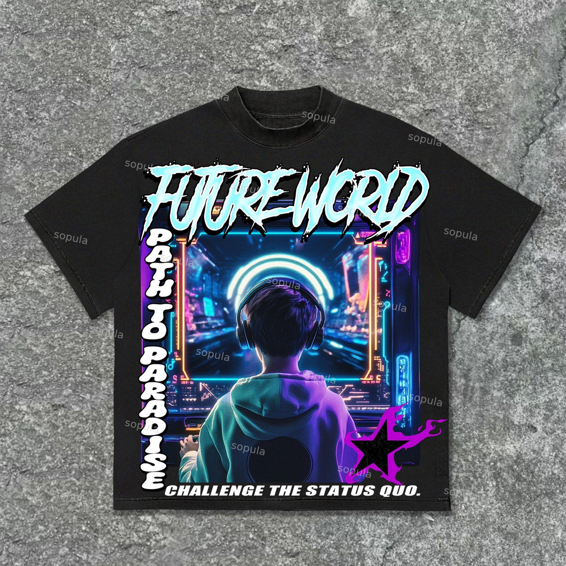 Sopula Future World Brainstorming Graphic Print Cotton T-Shirt Product Image