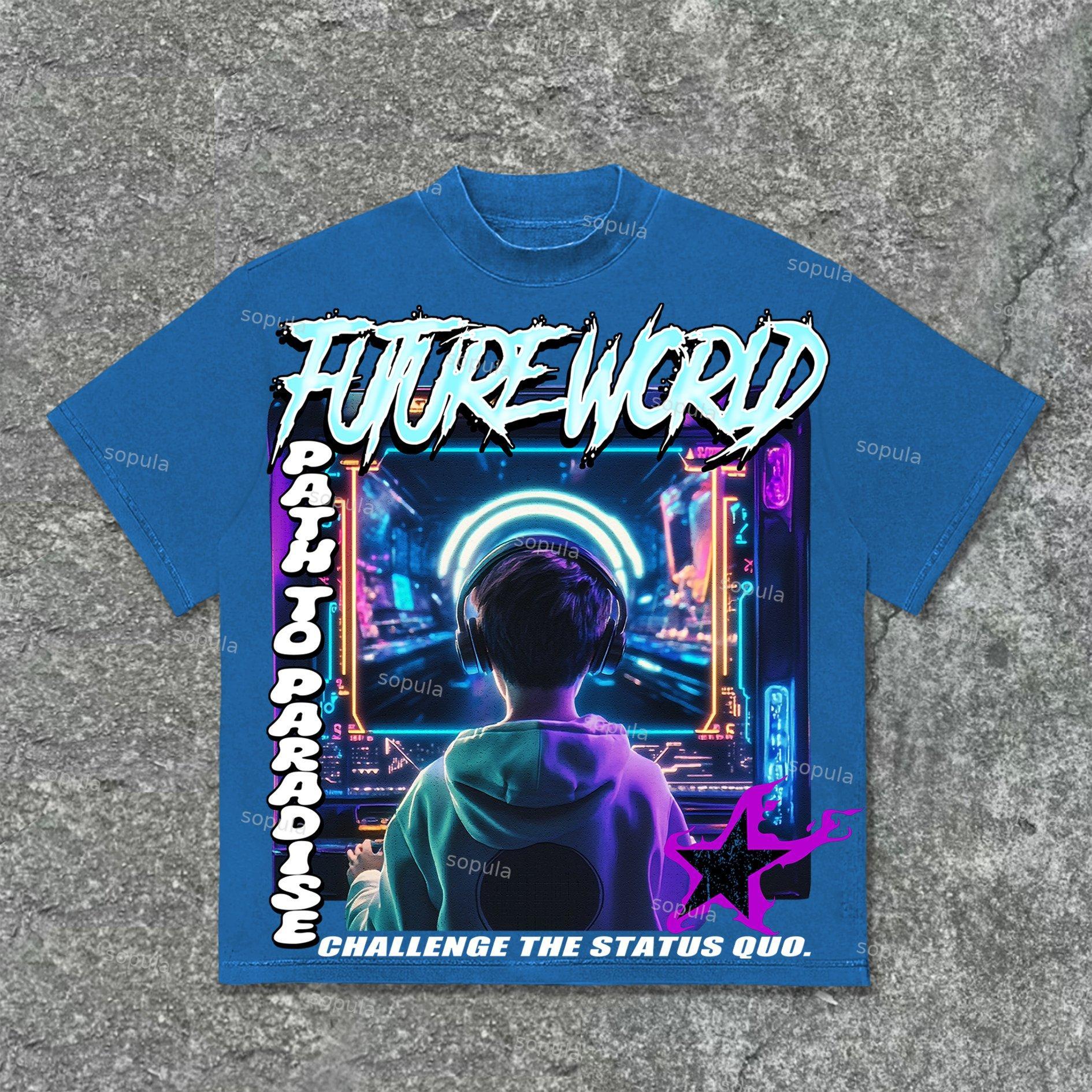 Sopula Future World Brainstorming Graphic Print Cotton T-Shirt Product Image