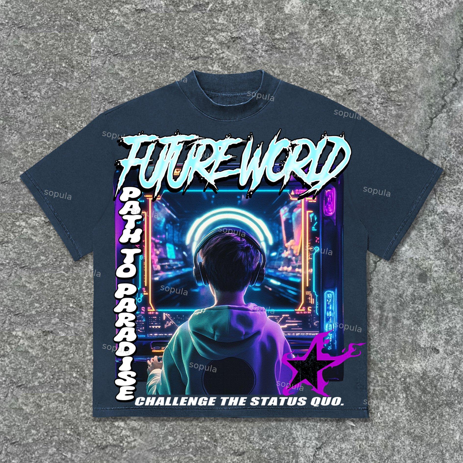 Sopula Future World Brainstorming Graphic Print Cotton T-Shirt Product Image