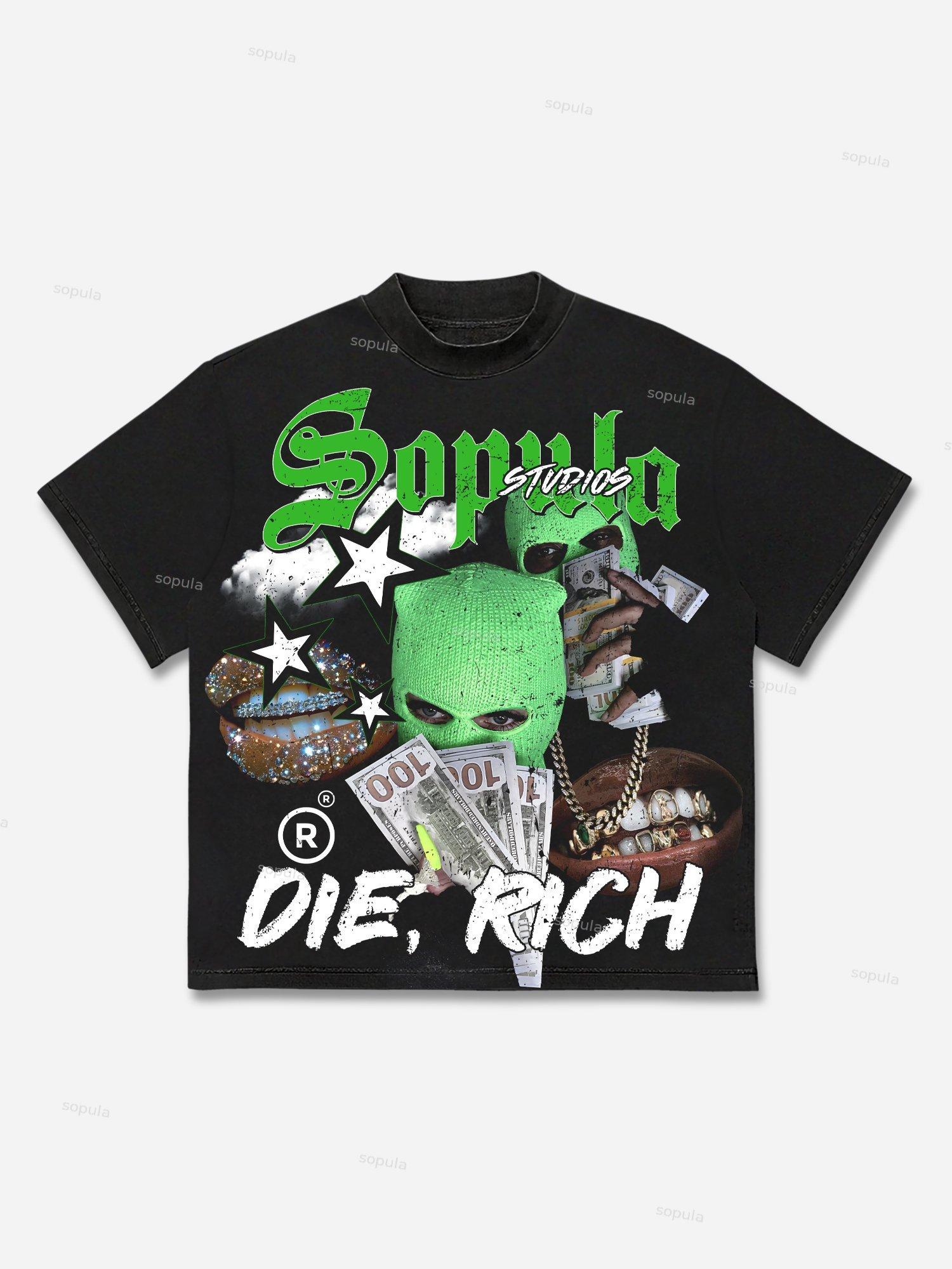 Vintage Street Gangsta Lips Y2k Graphics Cotton T-shirt Product Image