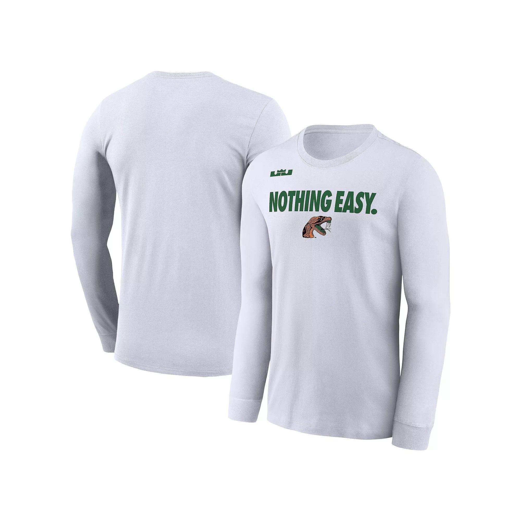 Men's Nike x LeBron James White Florida A&M Rattlers 2025 On-Court Bench Long Sleeve T-Shirt, Size: 2XL, Nc2 White Product Image