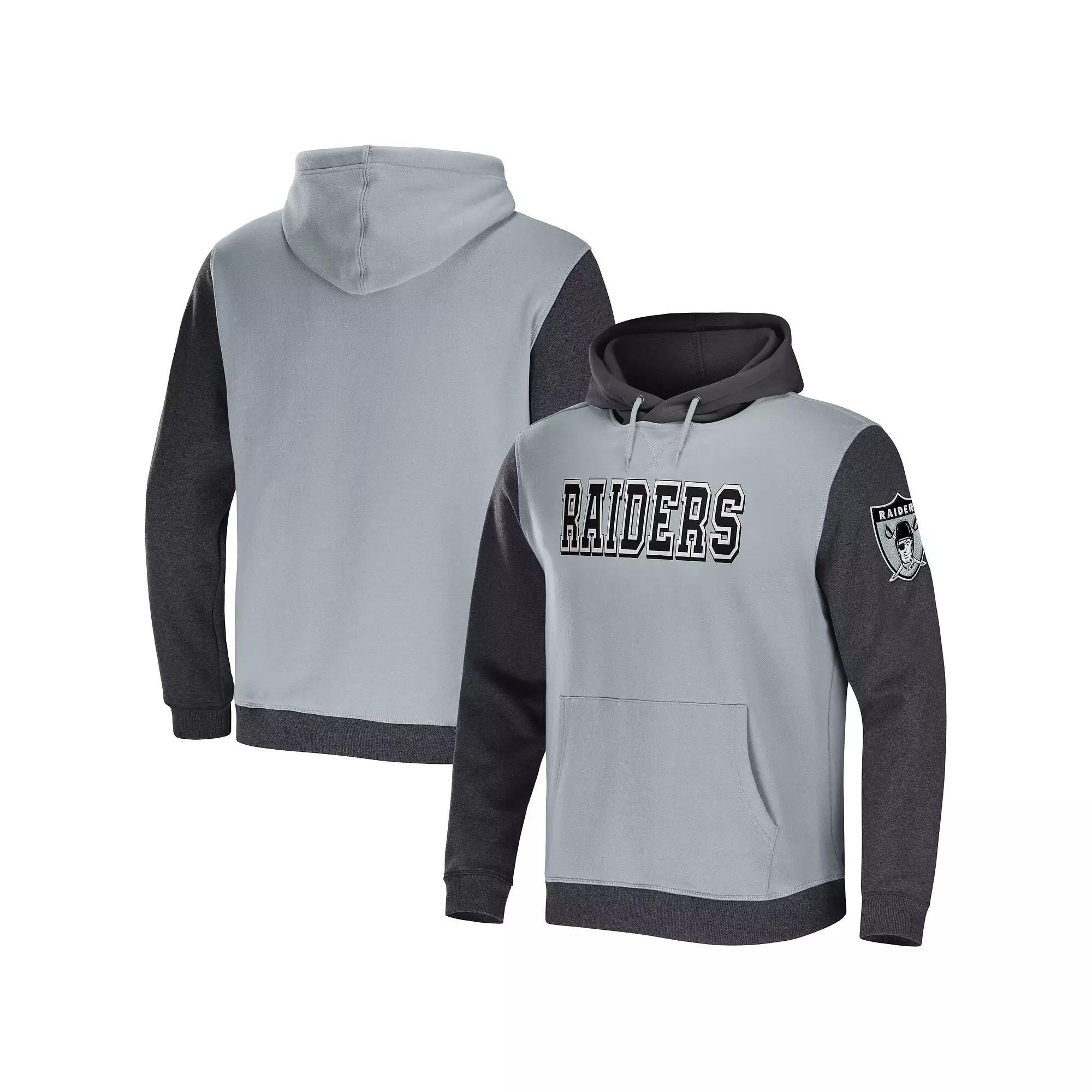 Men's NFL x Darius Rucker Collection by Fanatics Gray/Charcoal Las Vegas Raiders Colorblock Pullover Hoodie,  Product Image