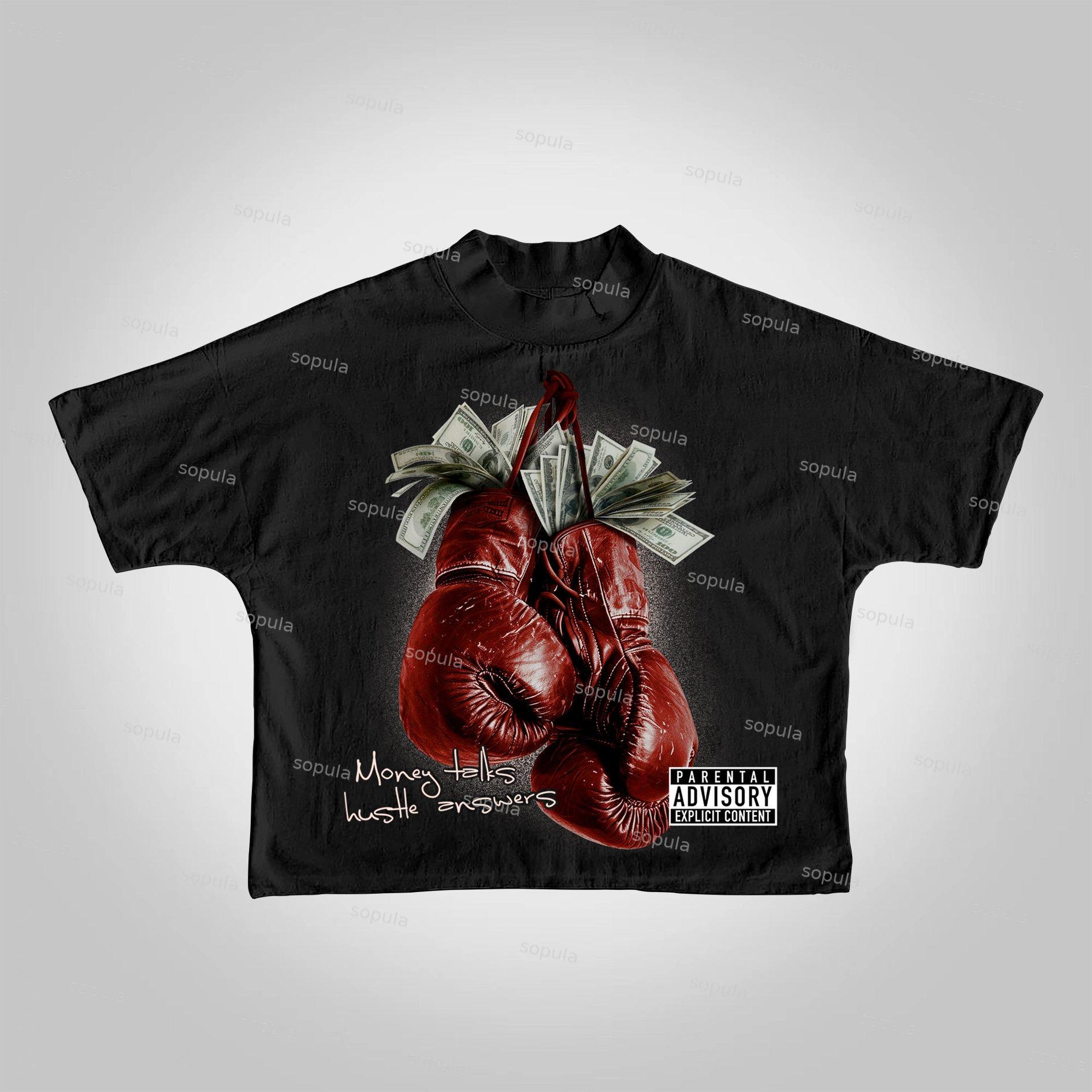 Sopula Money Boxing Gloves Printed Graphics Cropped T-Shirts Product Image