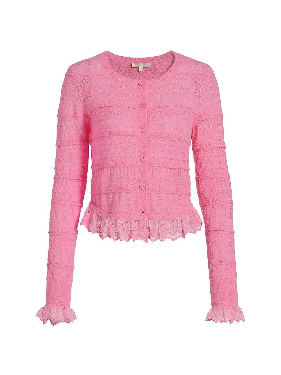 Womens Fluffy Pointelle Norden Cardigan Product Image