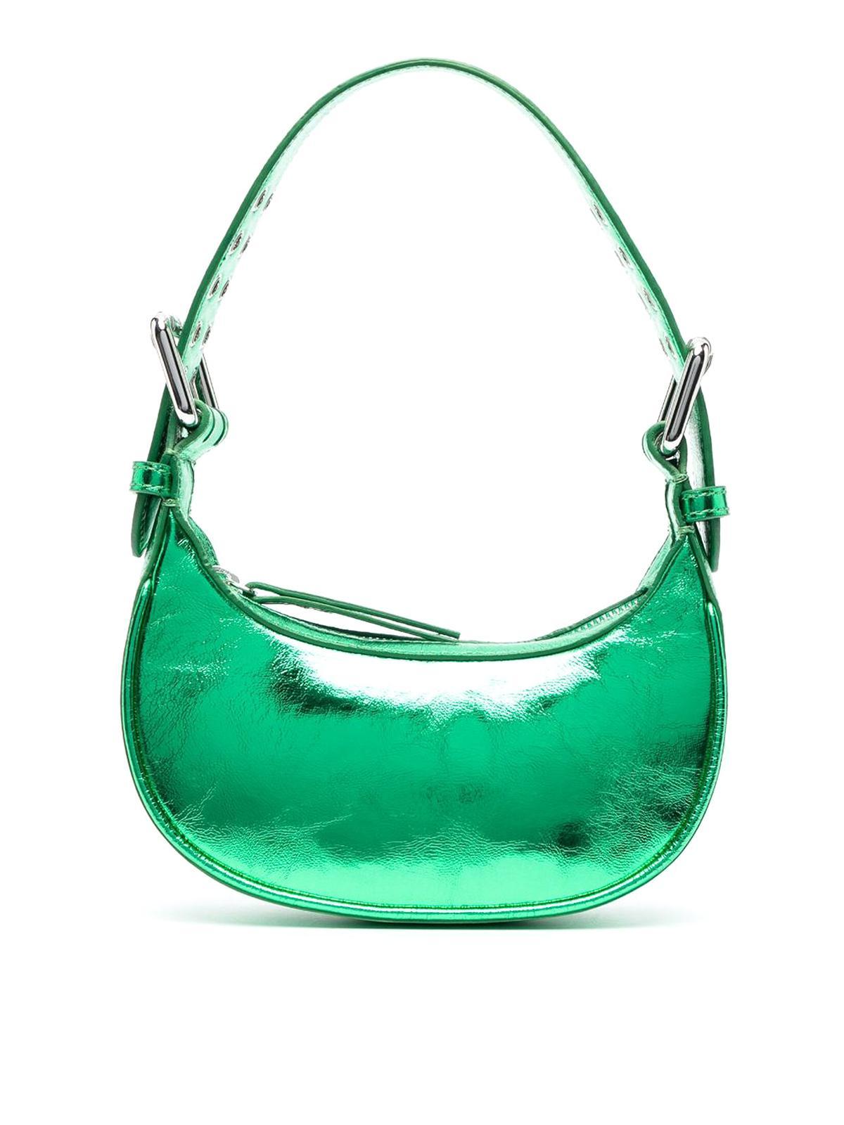 BY FAR Mini Soho Metallic Leather Shoulder Bag In Green Product Image