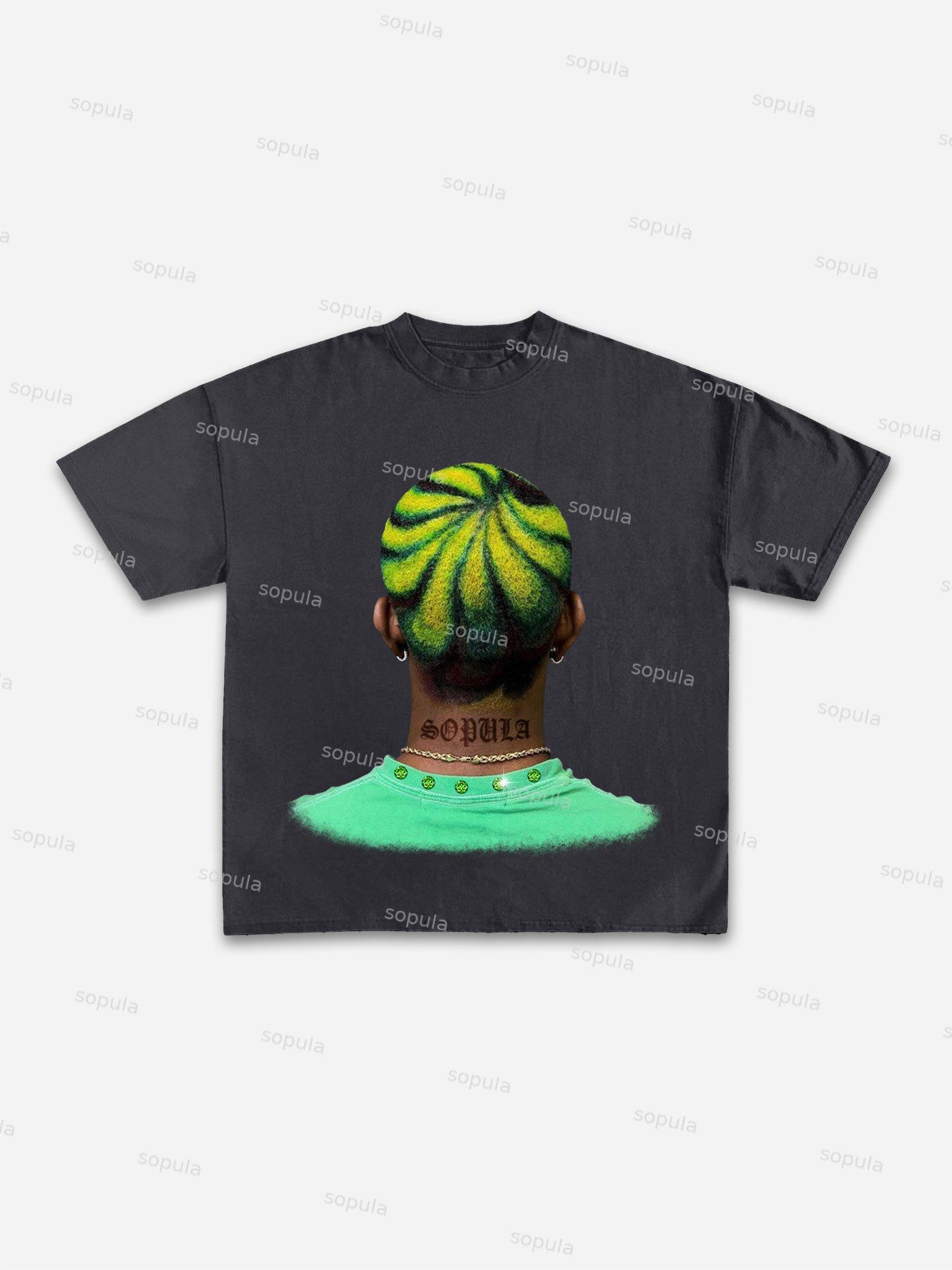 Green Diamond Men's Haircut Print Graphic Cotton T-shirt Product Image