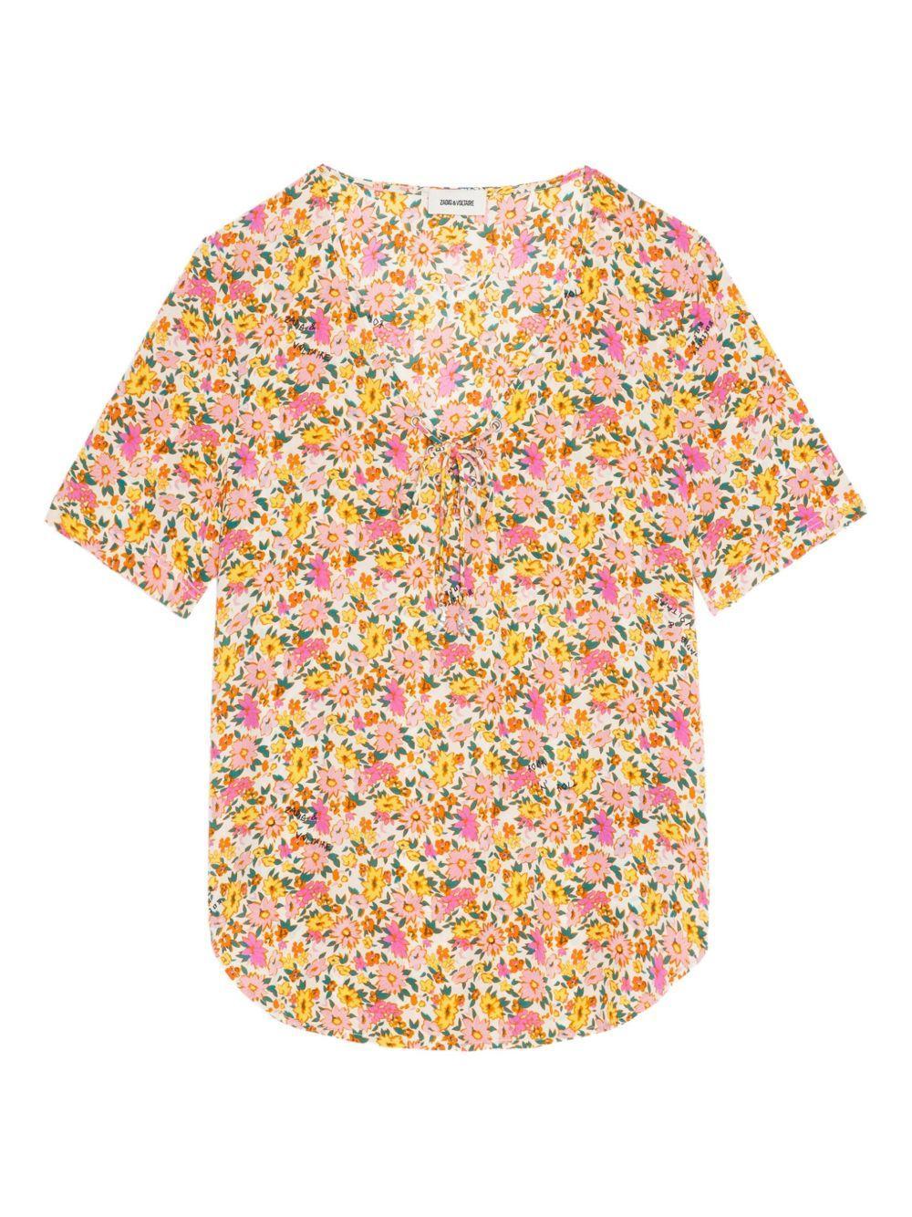 floral-print short-sleeve top Product Image