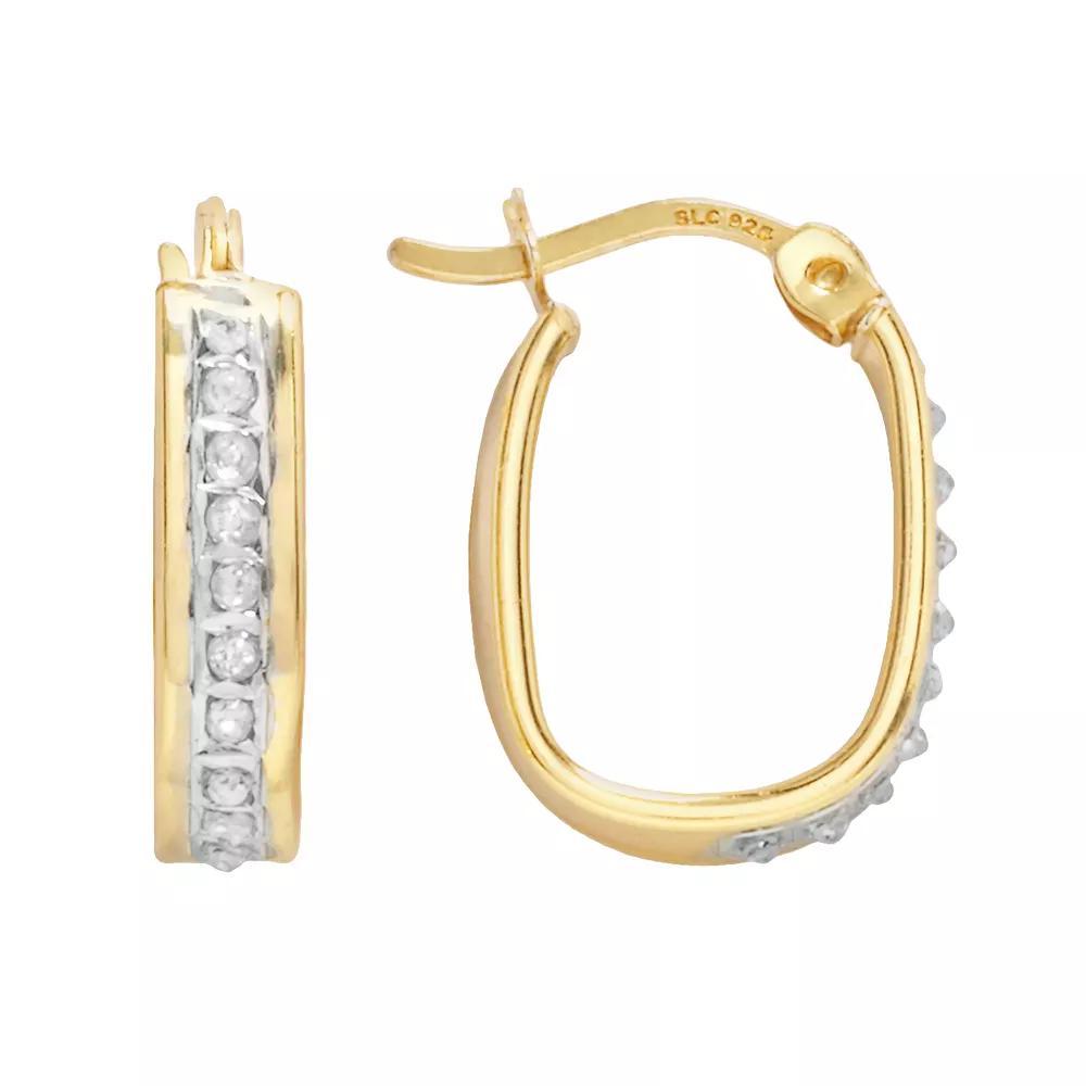 Diamond Mystique 18k Gold Over Silver Diamond Accent U-Hoop Earrings, Women's, Multicolor Product Image