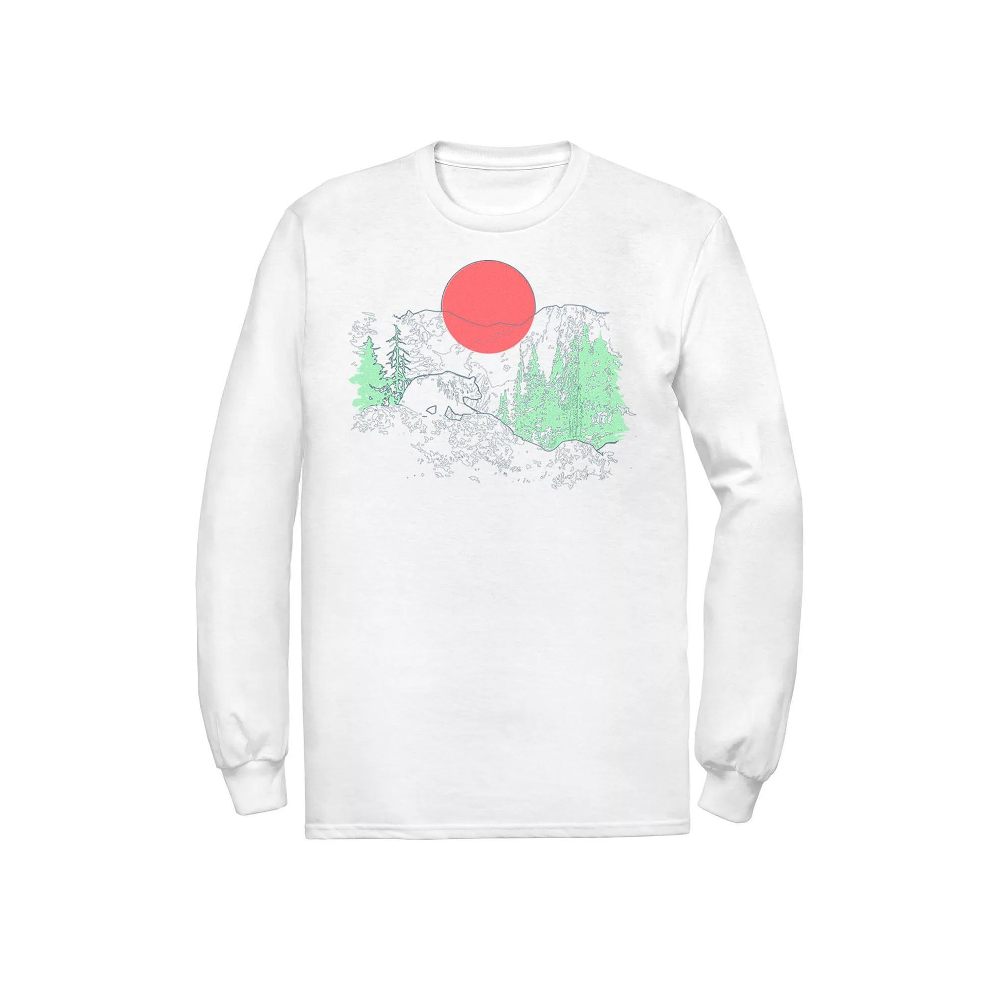 Men's Cali Bear Mountains With Neon Trees Line Sketch Tee,  Product Image