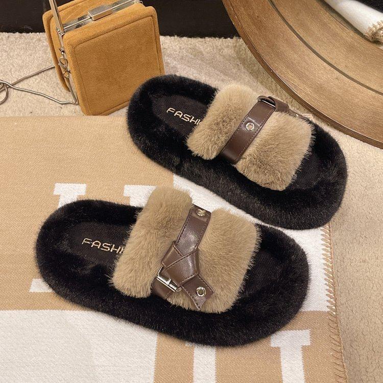 Buckled Platform Slide Sandals Product Image