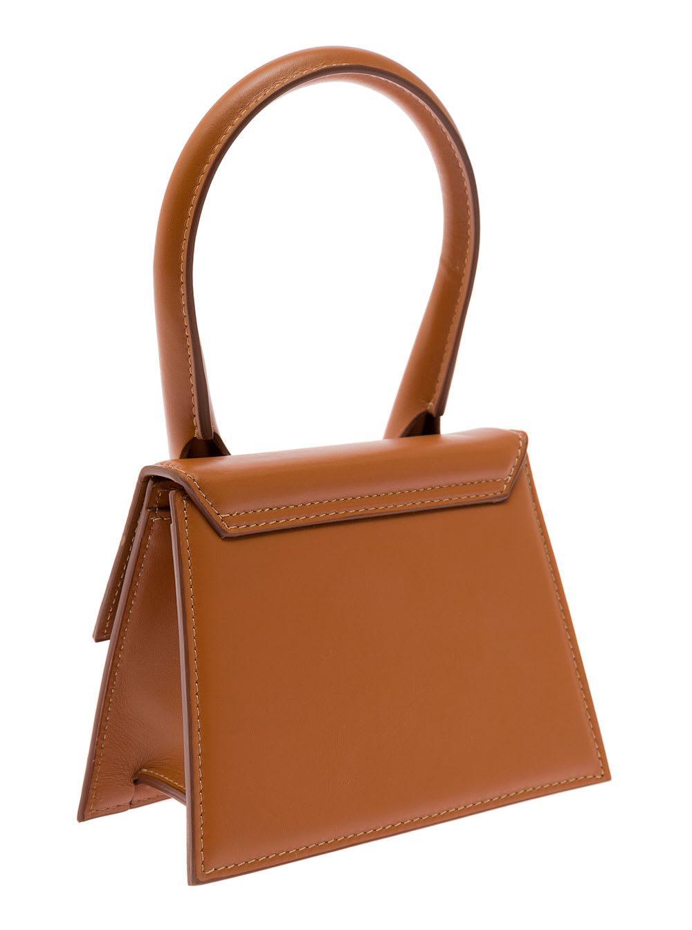 JACQUEMUS Le Chiquito Moyen Caramel Brown Bag In Leather Woman Product Image